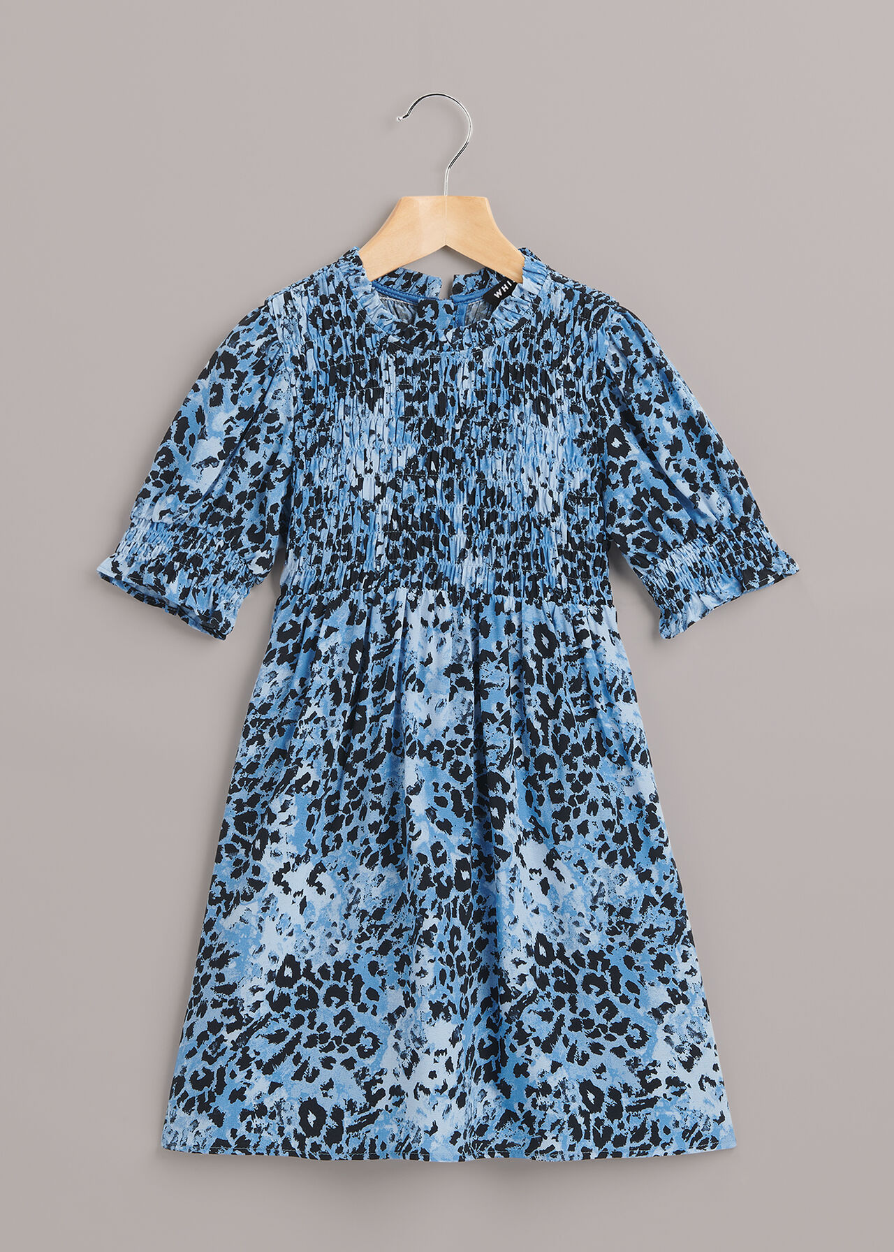 Blue/Multi Hyena Spot Pippa Shirred Dress | WHISTLES | Whistles UK