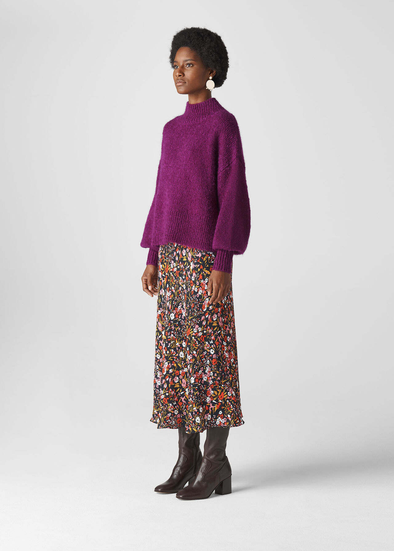 Blouson Sleeve Sweater Purple