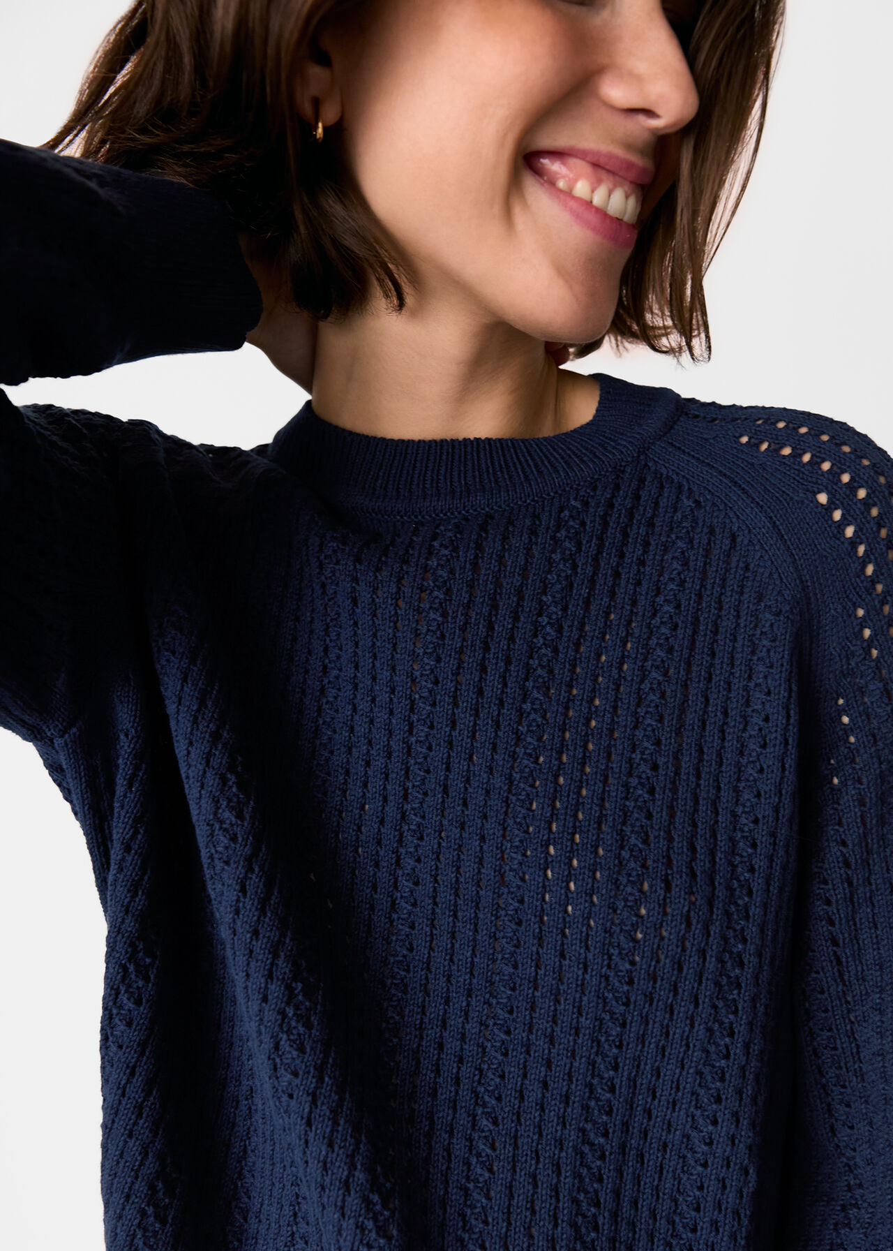 Whistles Pointelle Crew Neck knit