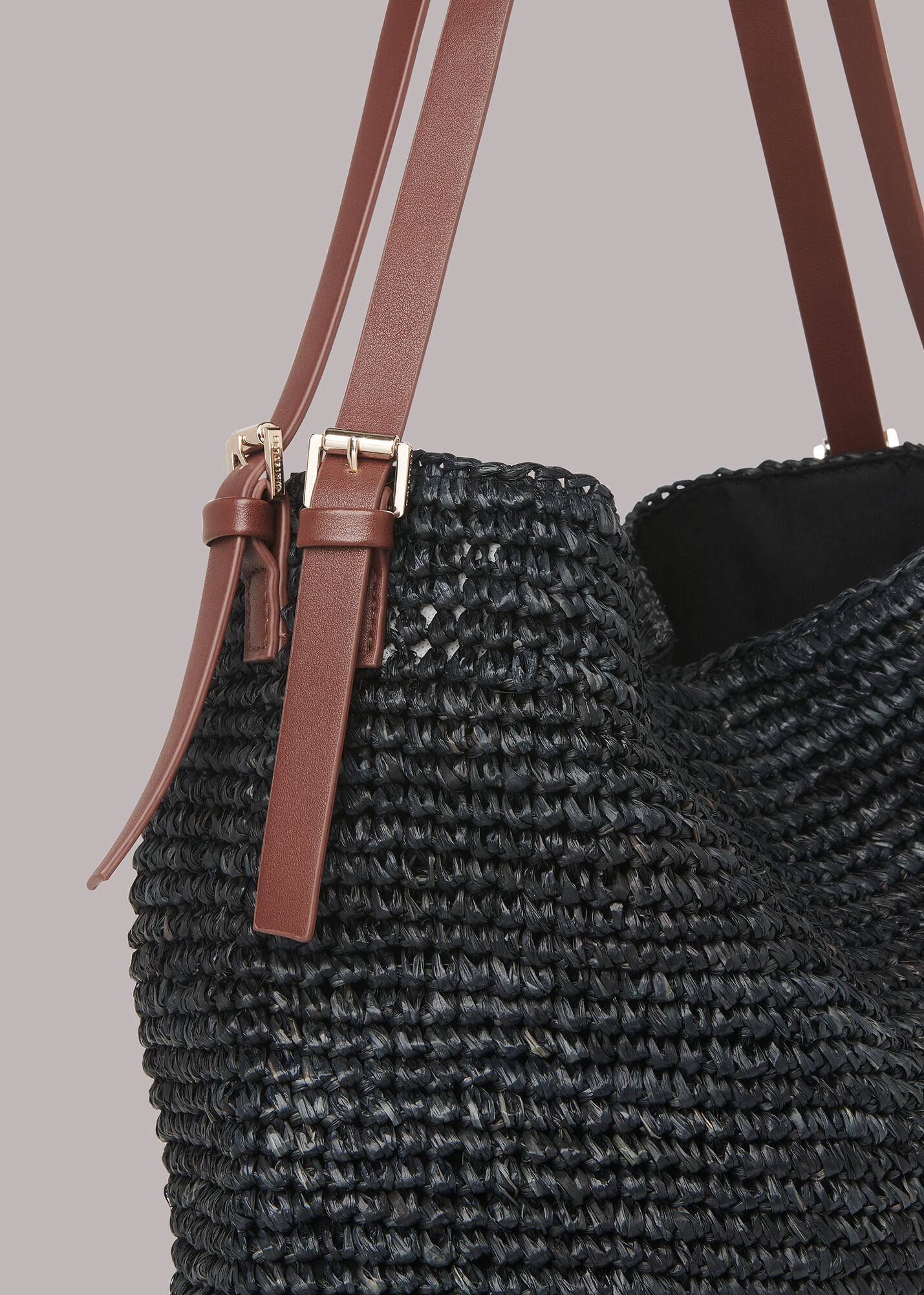 Black straw shoulder bag shop