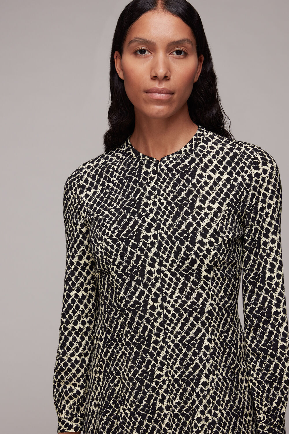 Brushed Geo Print Midi Dress