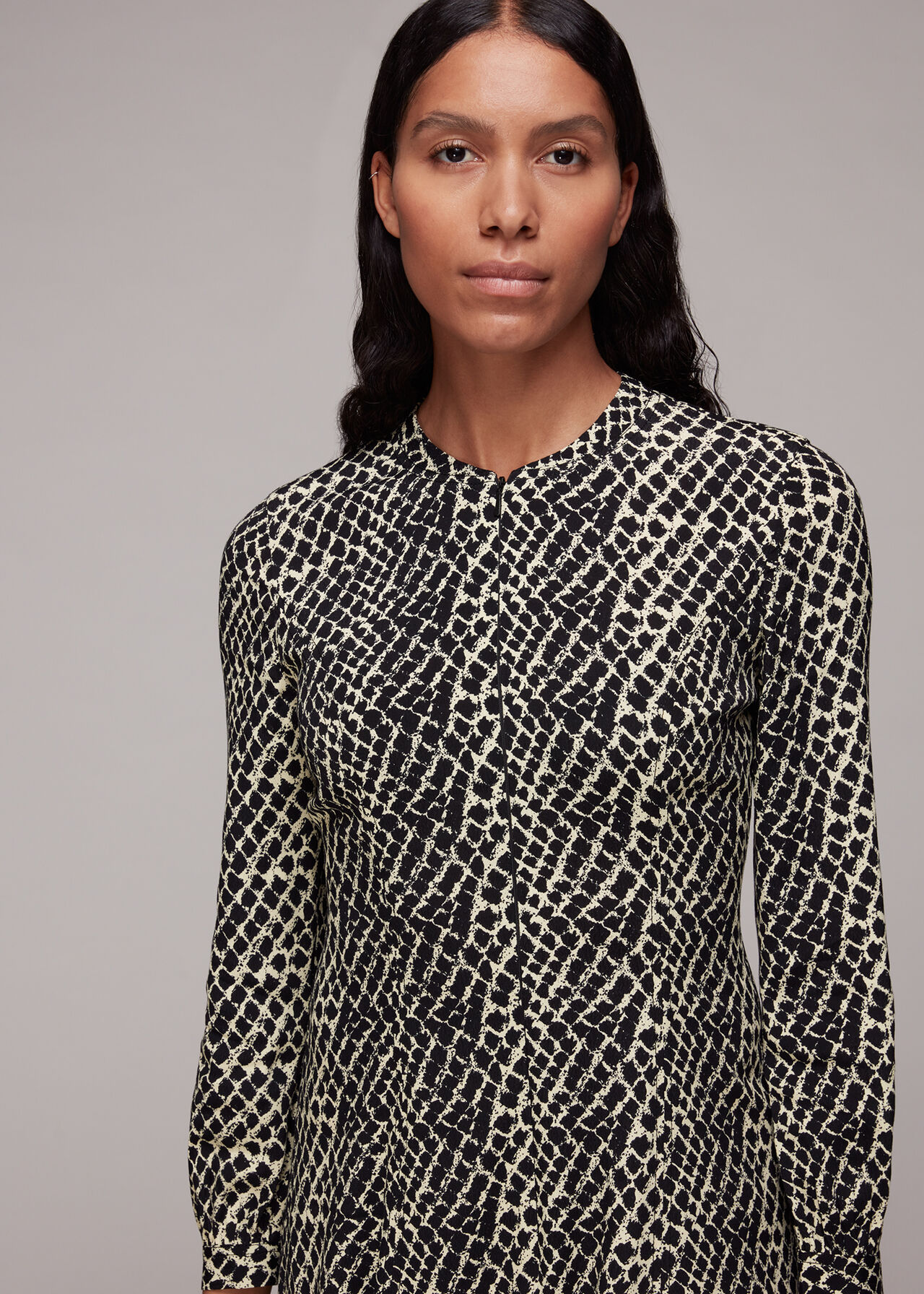 Brushed Geo Print Midi Dress