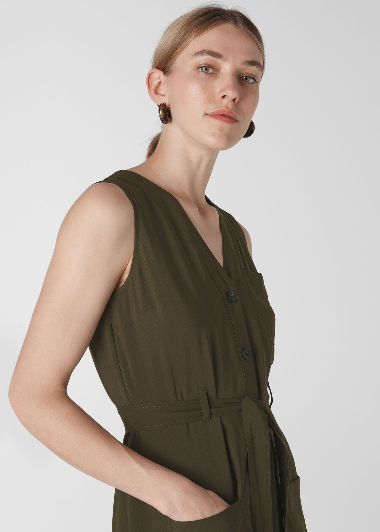 Cody Button Through Dress Khaki