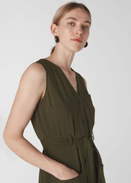 Cody Button Through Dress Khaki
