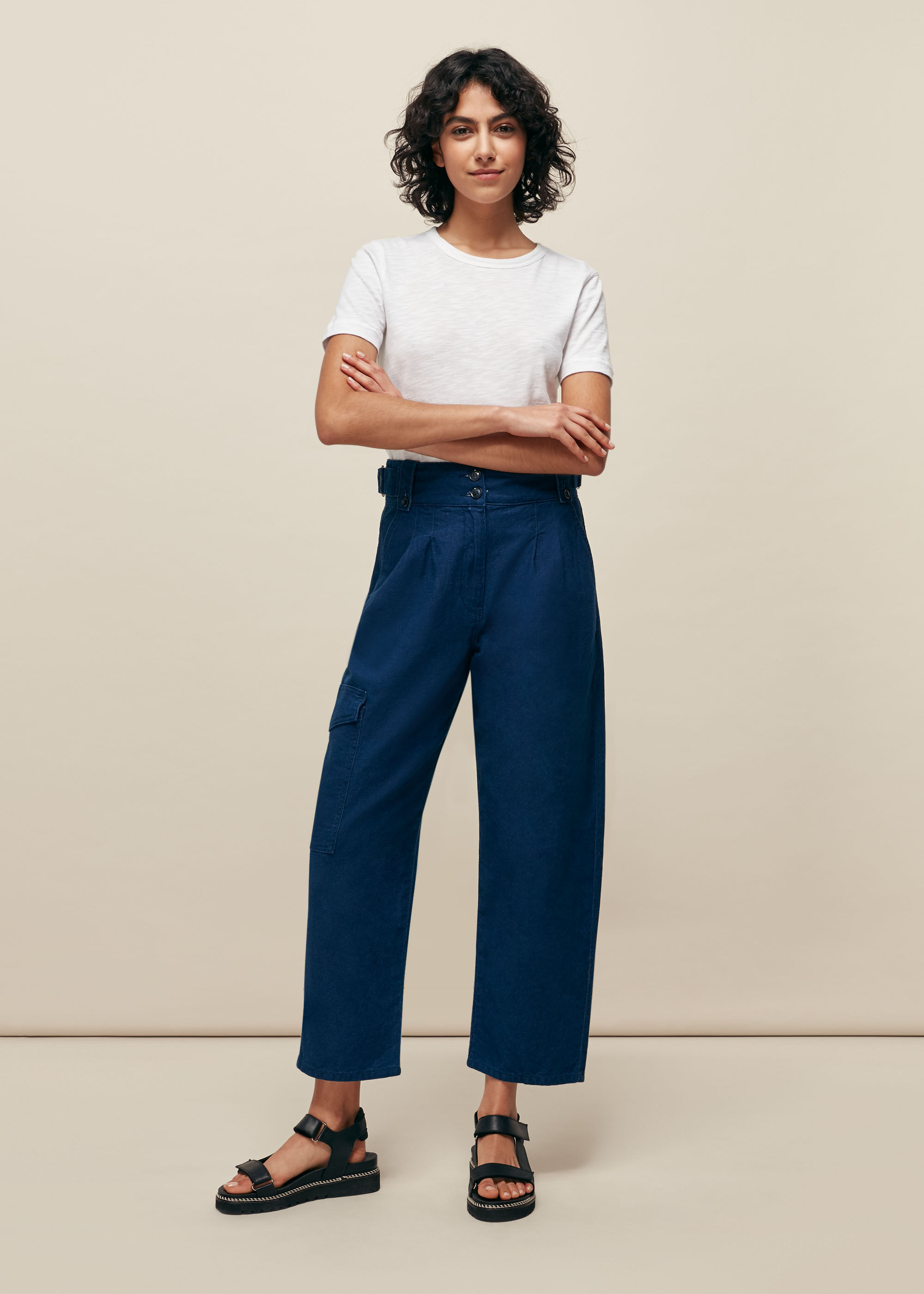 navy cargo trousers
