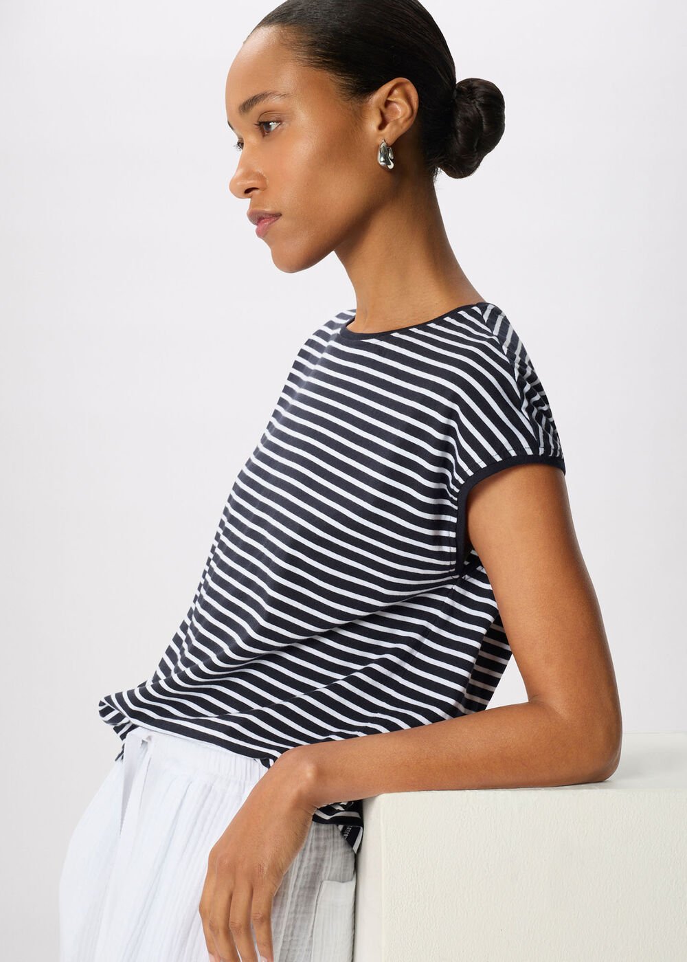 Stripe Cap Sleeve Tee