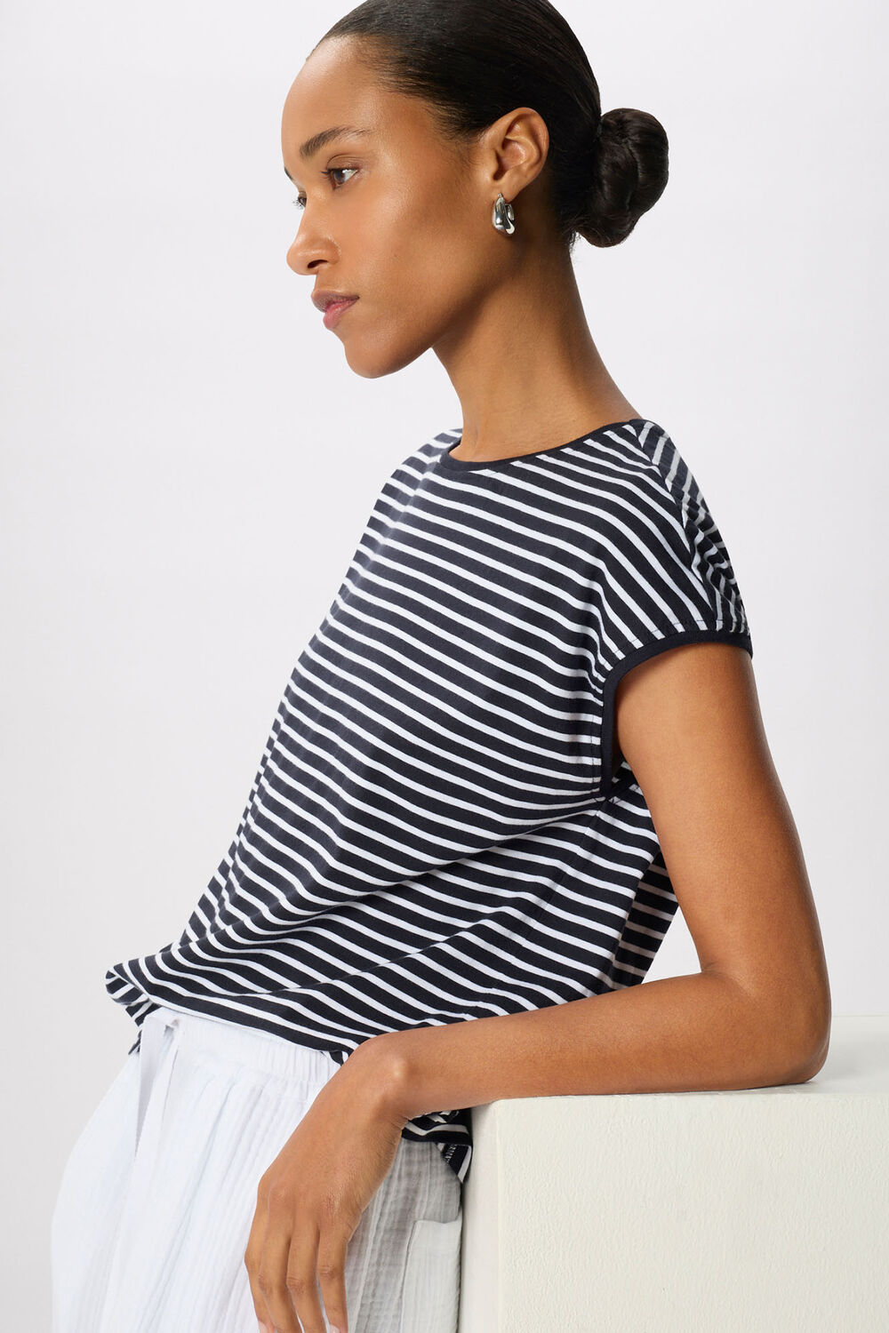 Stripe Cap Sleeve Tee