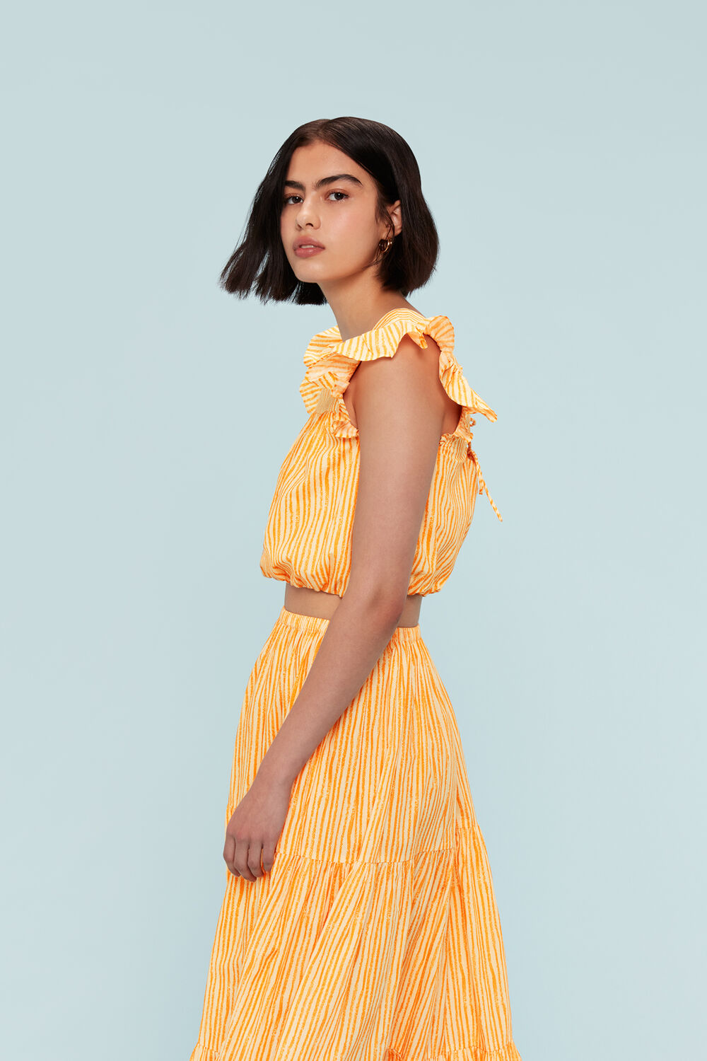 Chalk Stripe Tiered Skirt