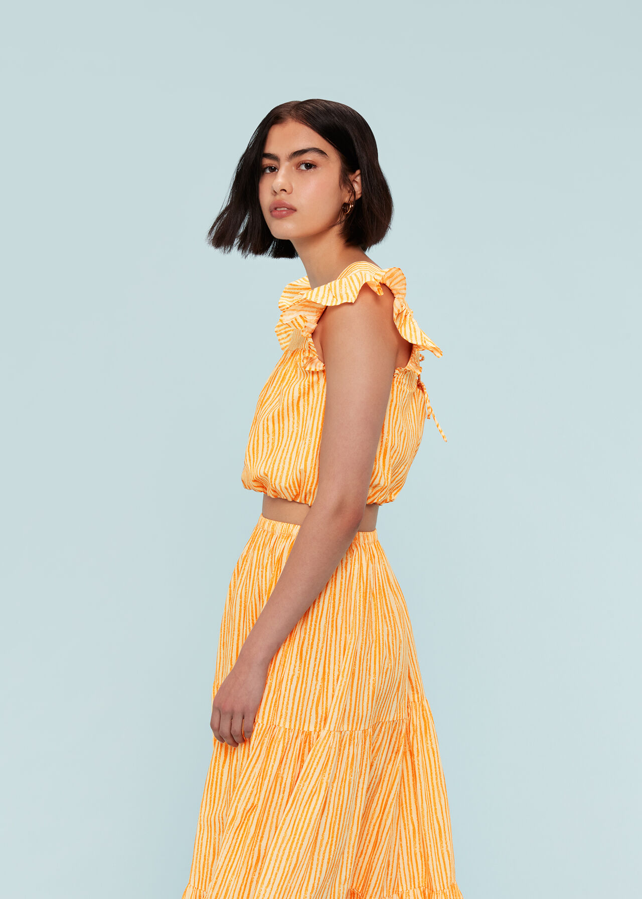 Chalk Stripe Tiered Skirt