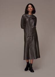 Leather Frill Collar Shirt
