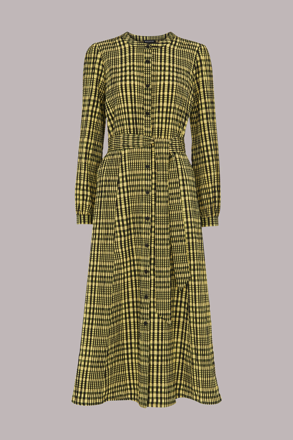 Yellow Nora Gingham Check Midi Dress