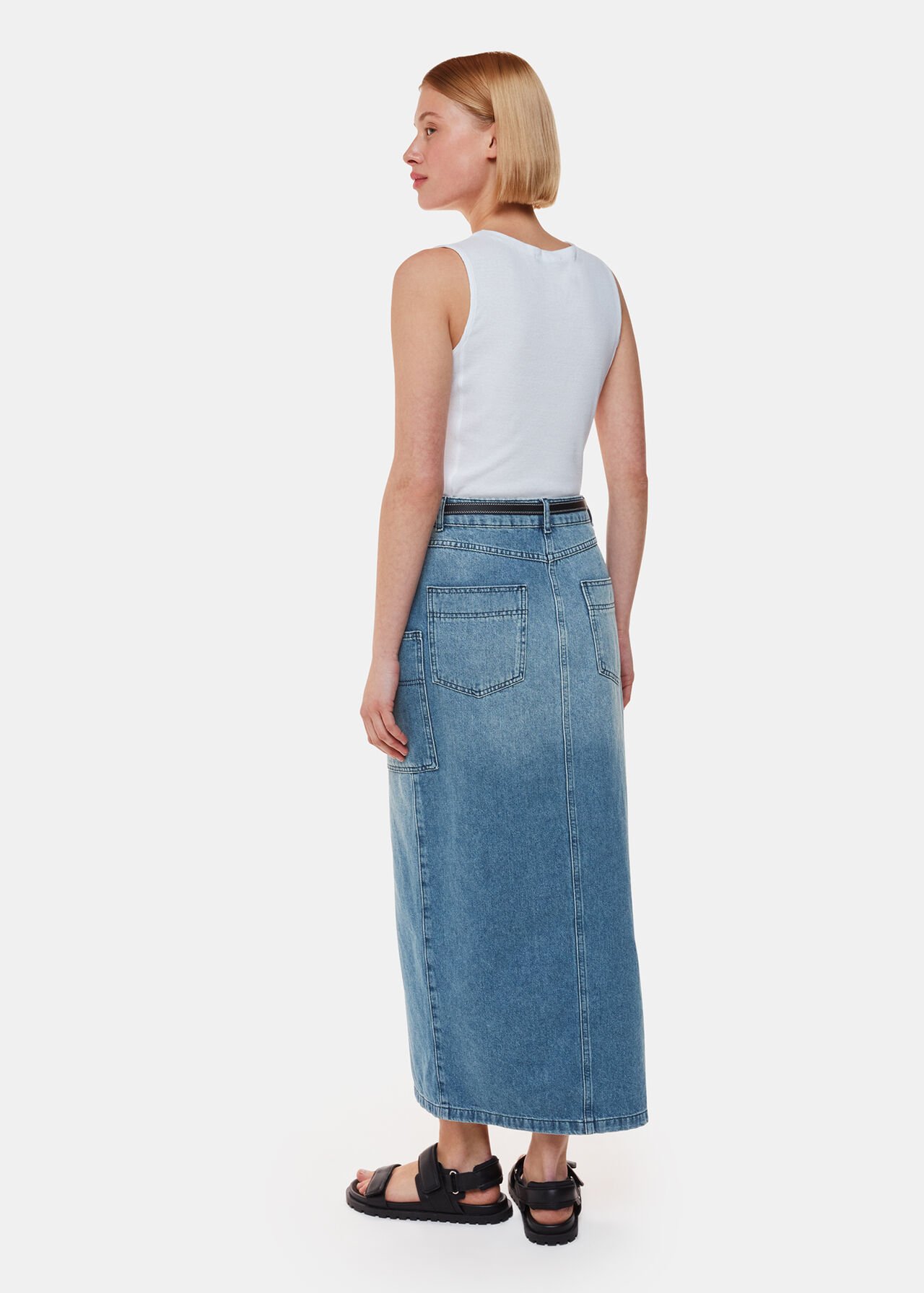 Cora Utility Denim Maxi Skirt