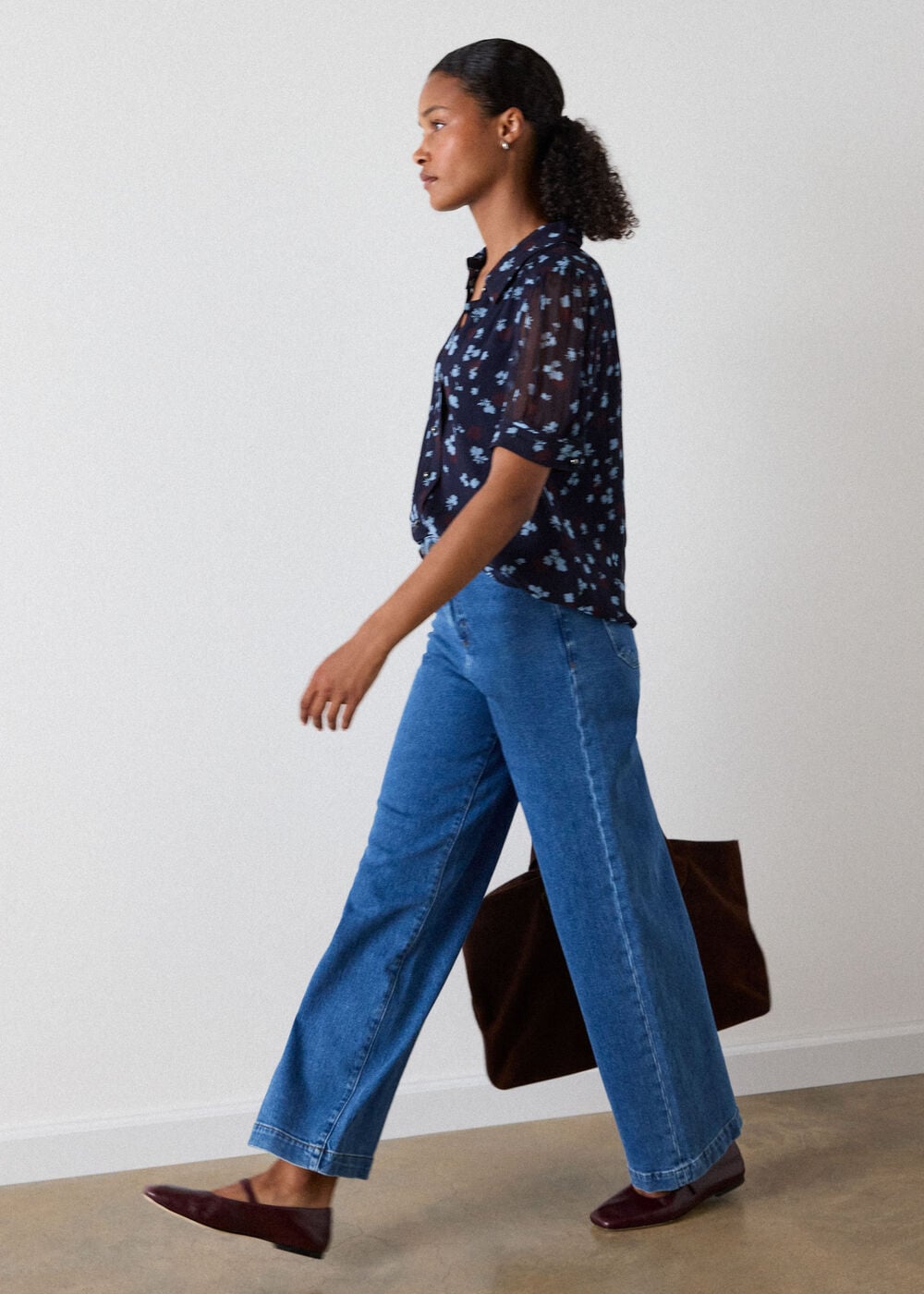 Floral Viscose Pintuck Top