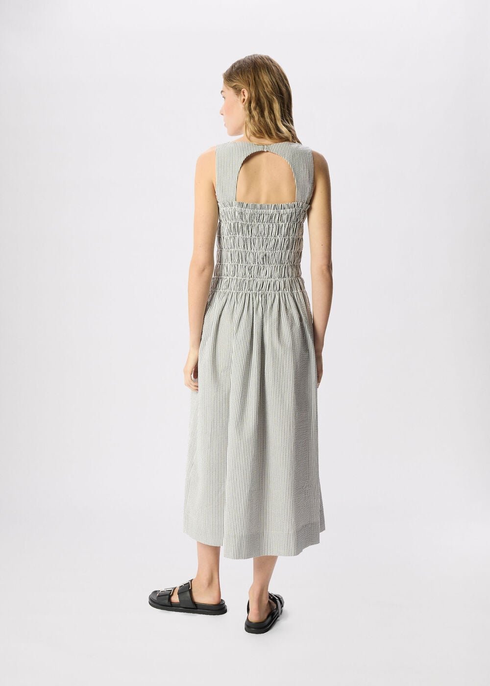 Seersucker Ruched Bodice Dress