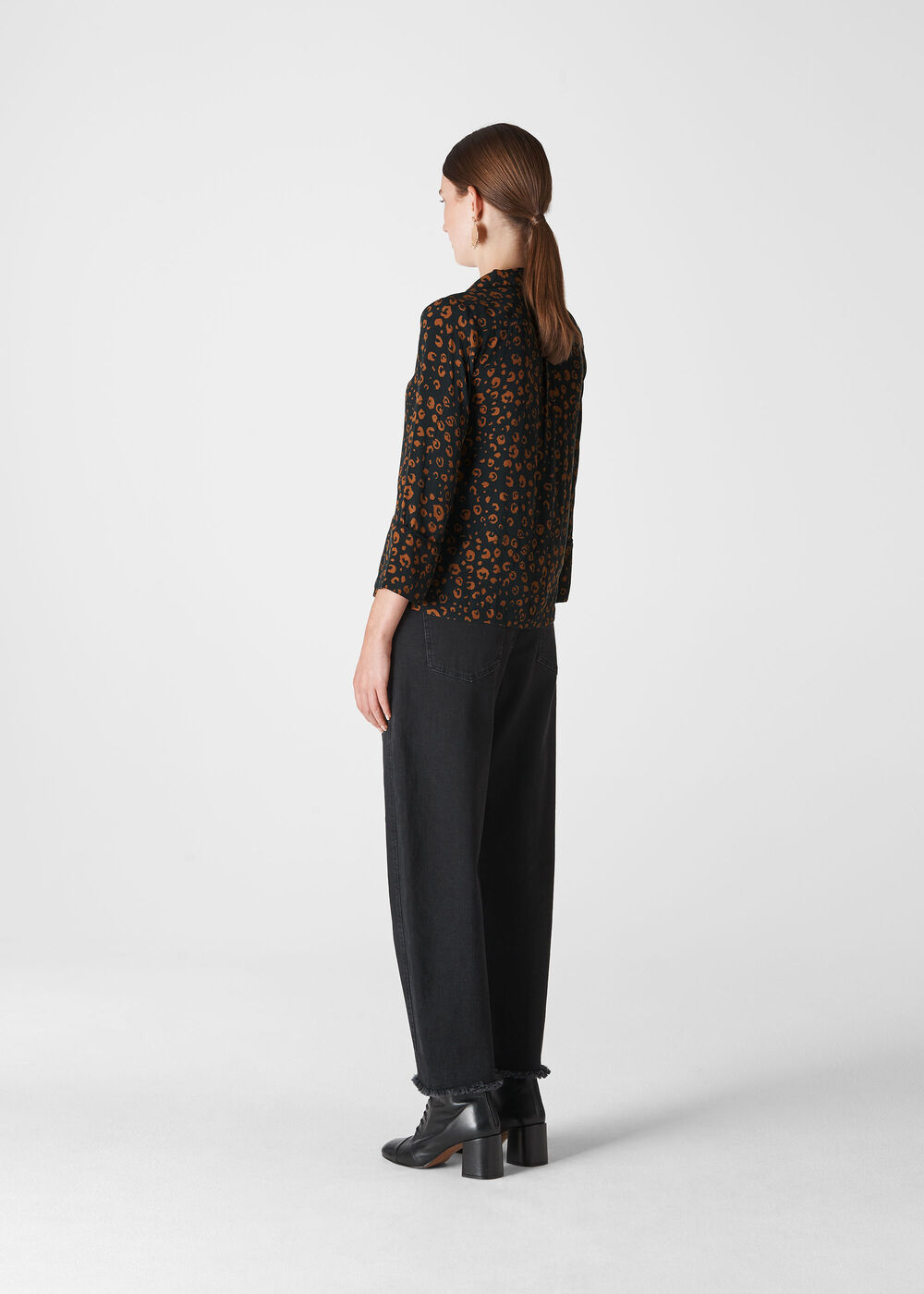 Cheetah Print Pyjama Shirt Black/Multi