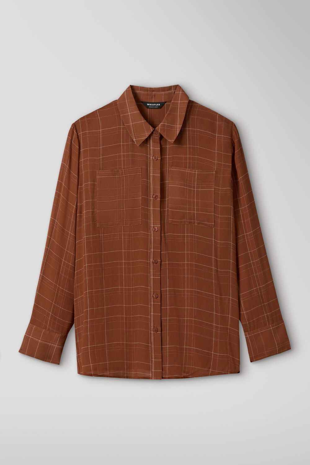 Brown Etched Check Sheer Shirt