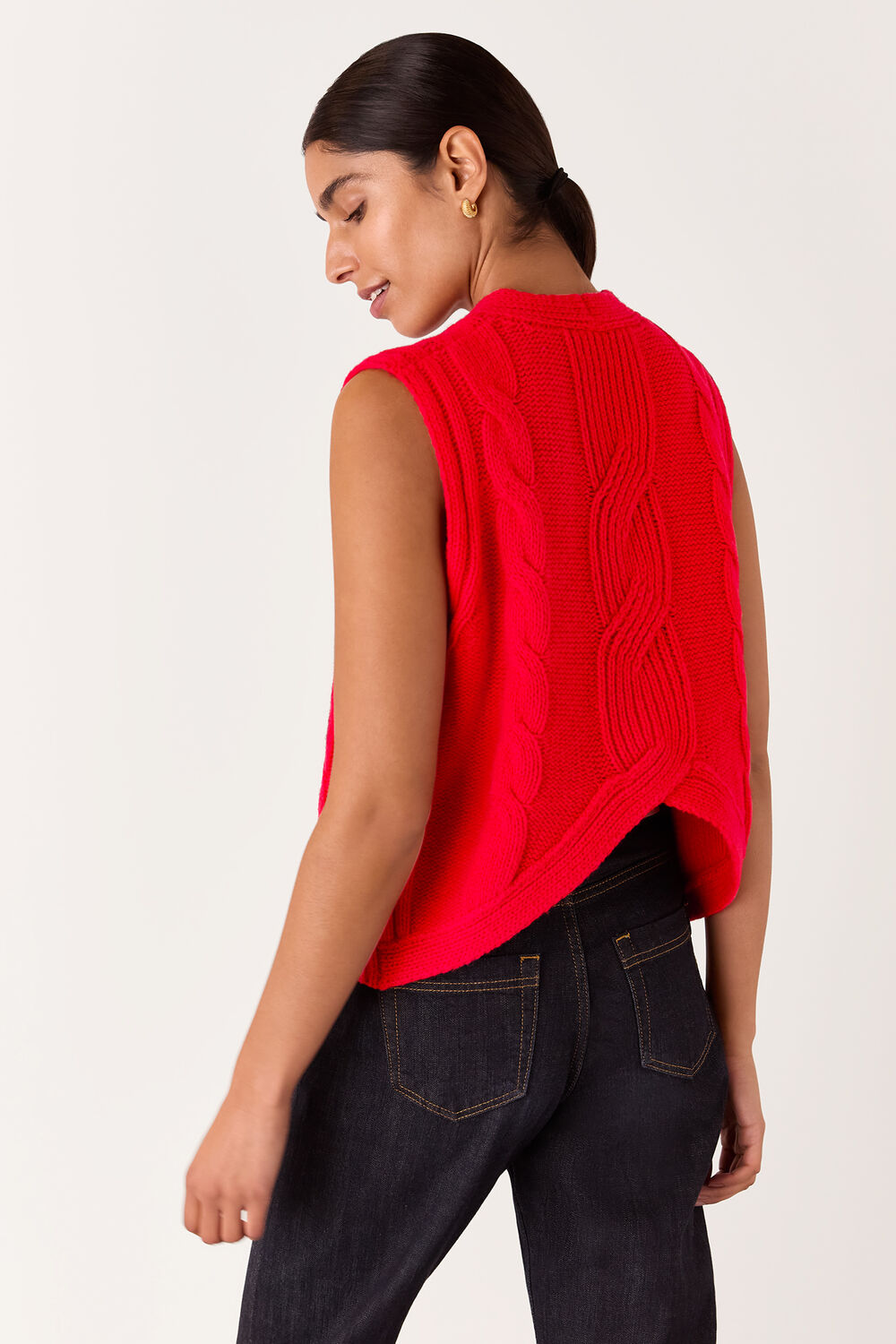 Red Cable Detail Sweater Vest