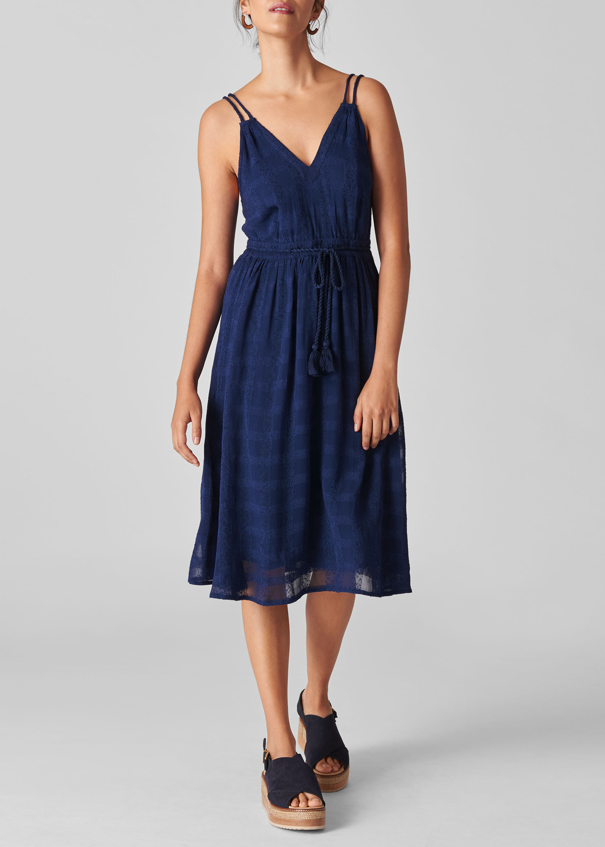 Whistles textured sales belted midi dress