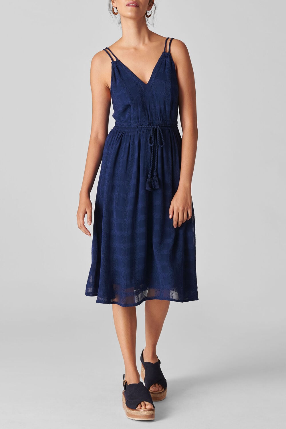 Hari Textured Strappy Dress Navy