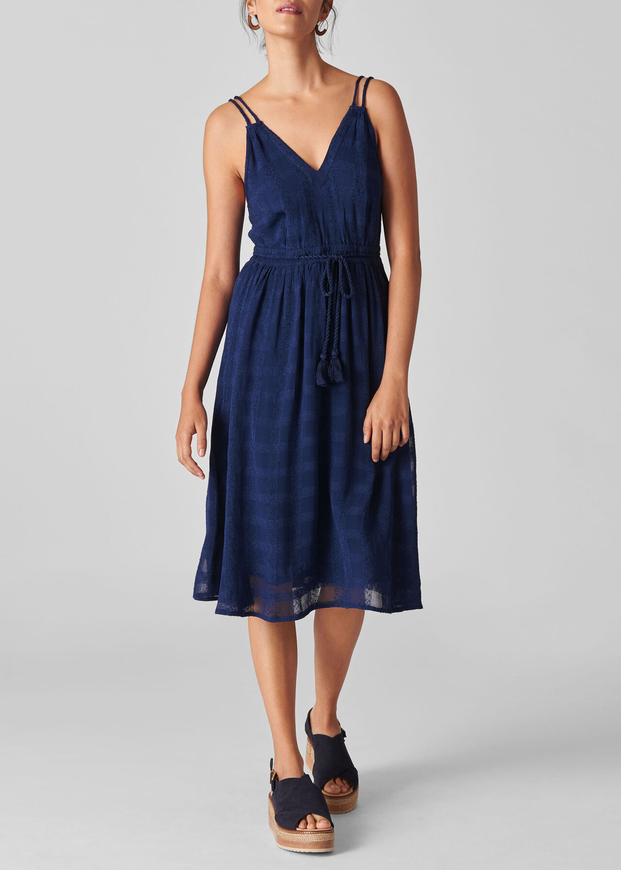 Hari Textured Strappy Dress Navy