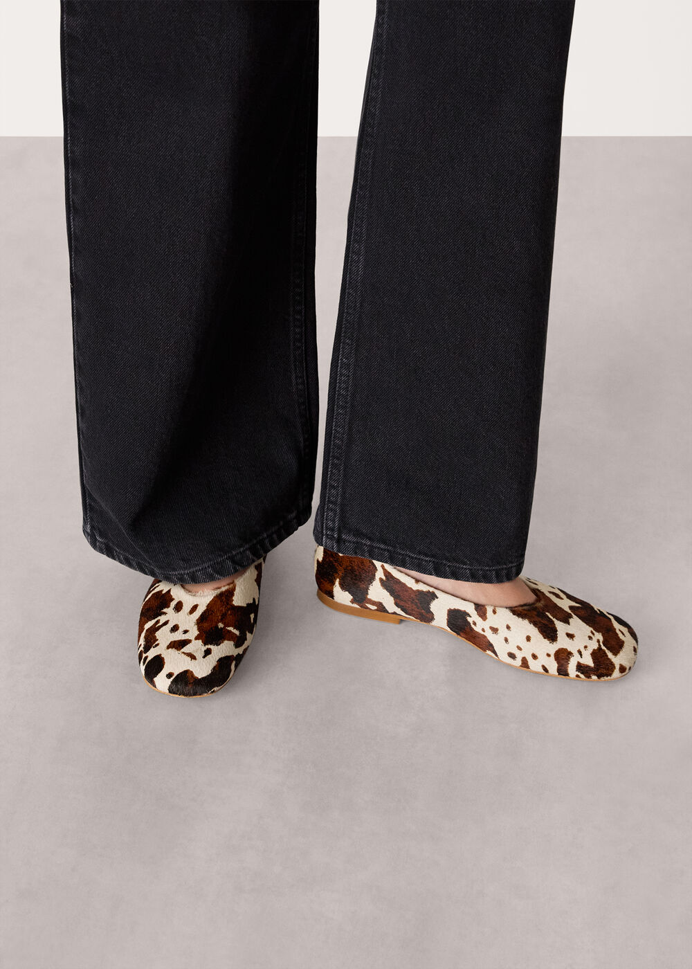 Cow Print Hair-On Ballet Pump