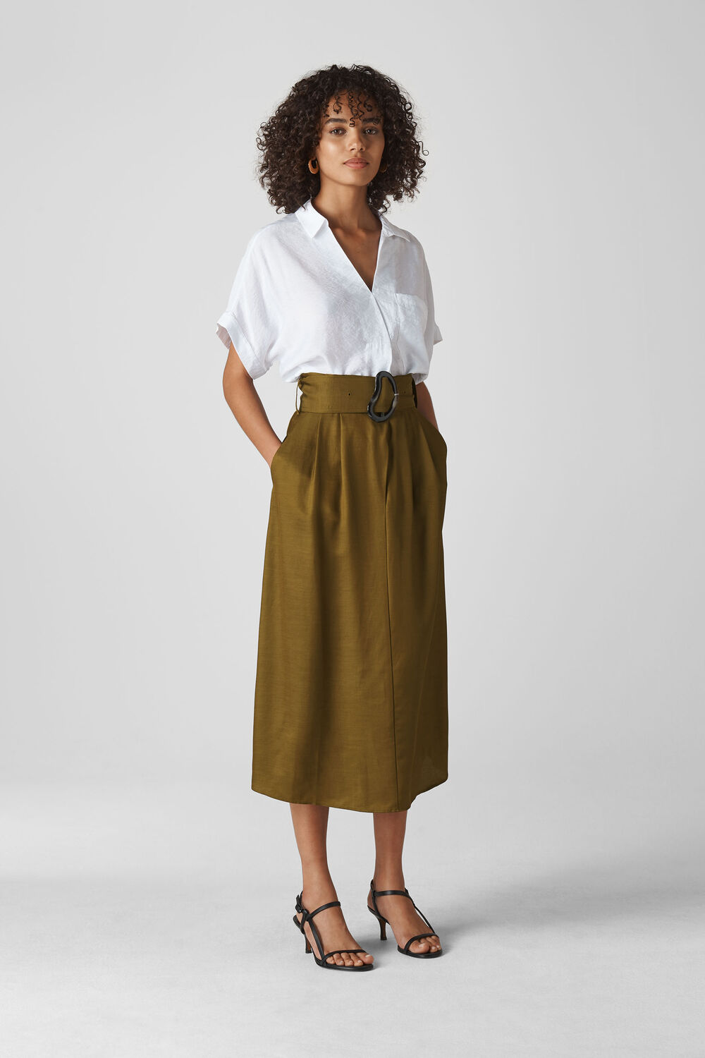 Rosita Buckle Skirt Khaki