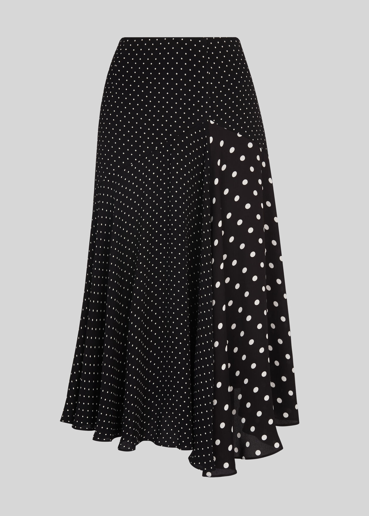 Black And White Spot Print Asymmetric Skirt | WHISTLES