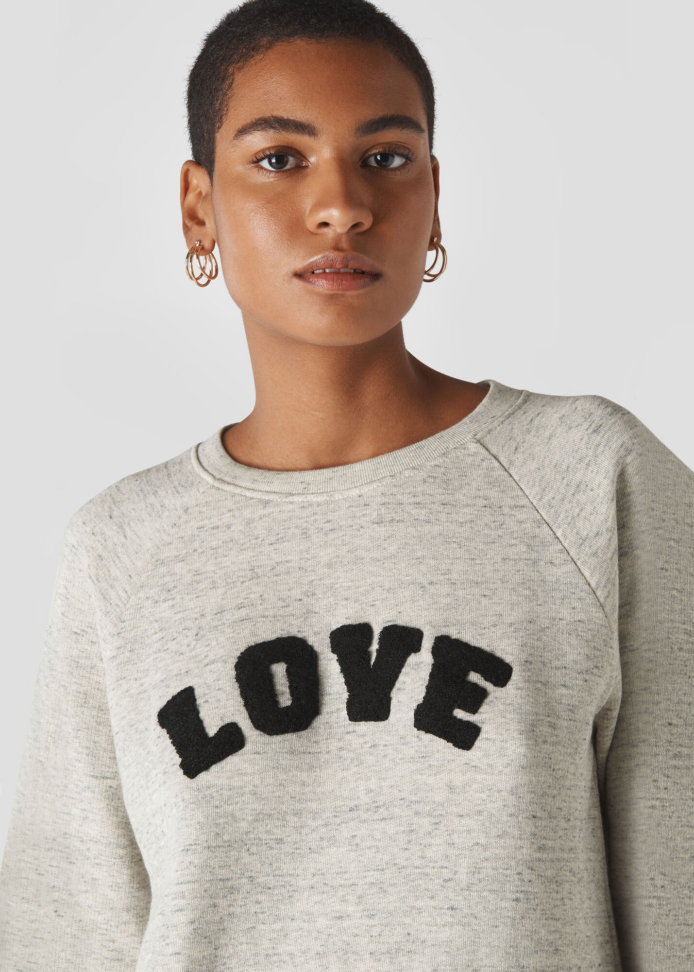 Grey Marl Love Logo Sweatshirt | WHISTLES