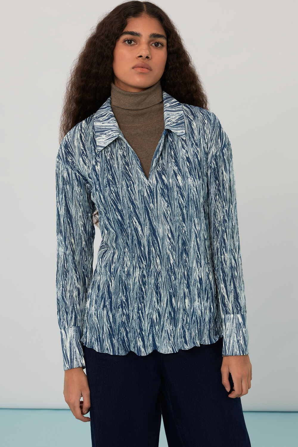 Marble Stripe Plisse Shirt
