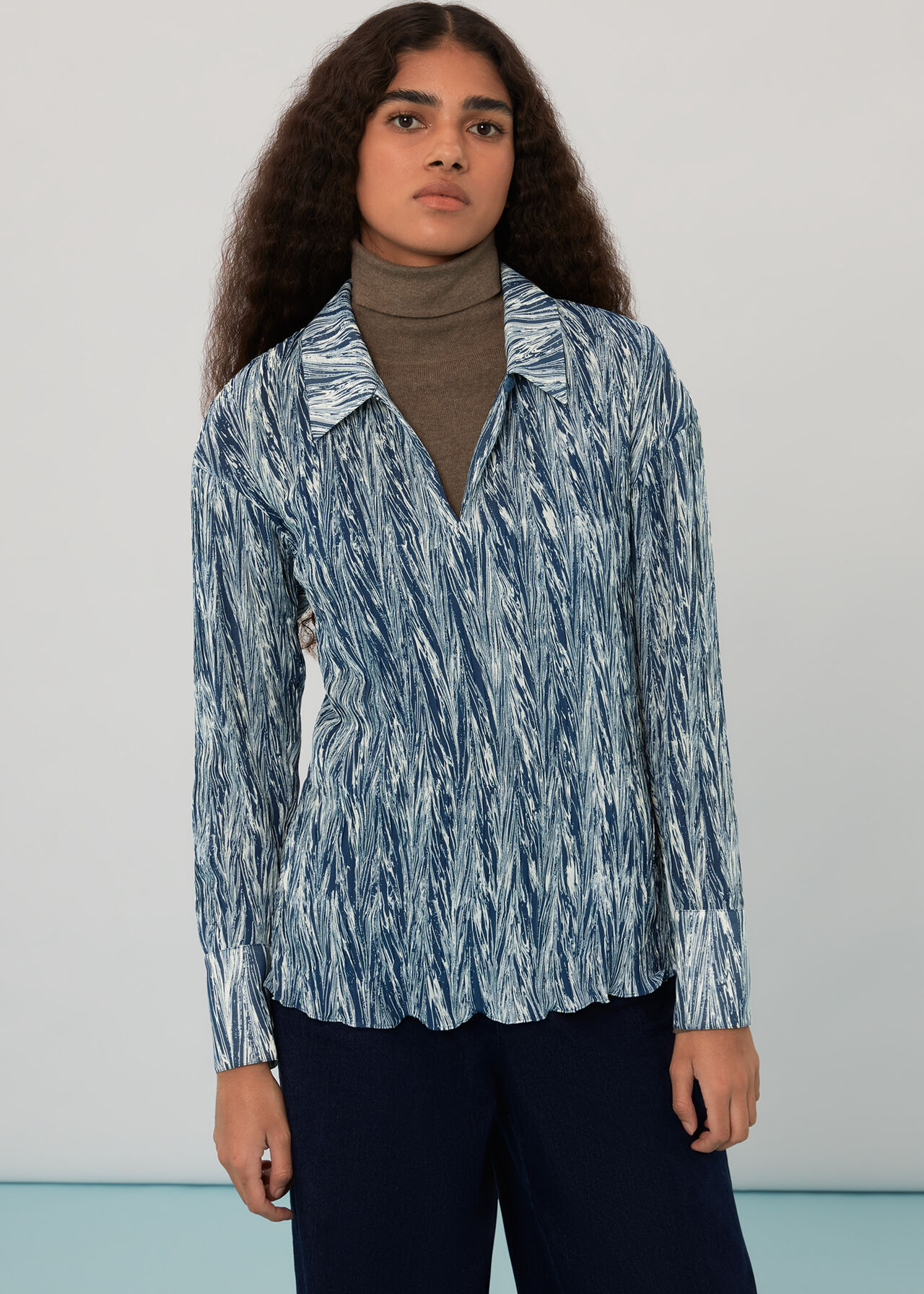 Marble Stripe Plisse Shirt