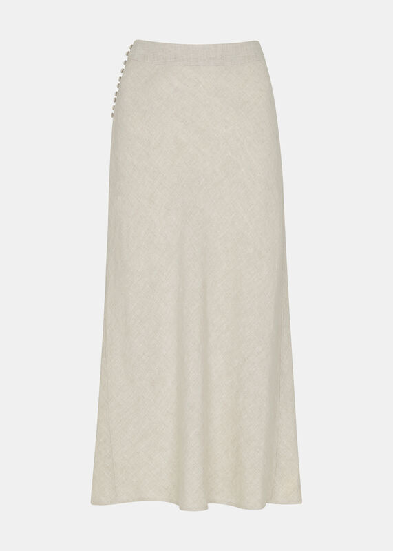 Linen Side Button Skirt