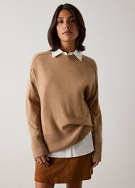 Cashmere Seam Detail Crew Knit