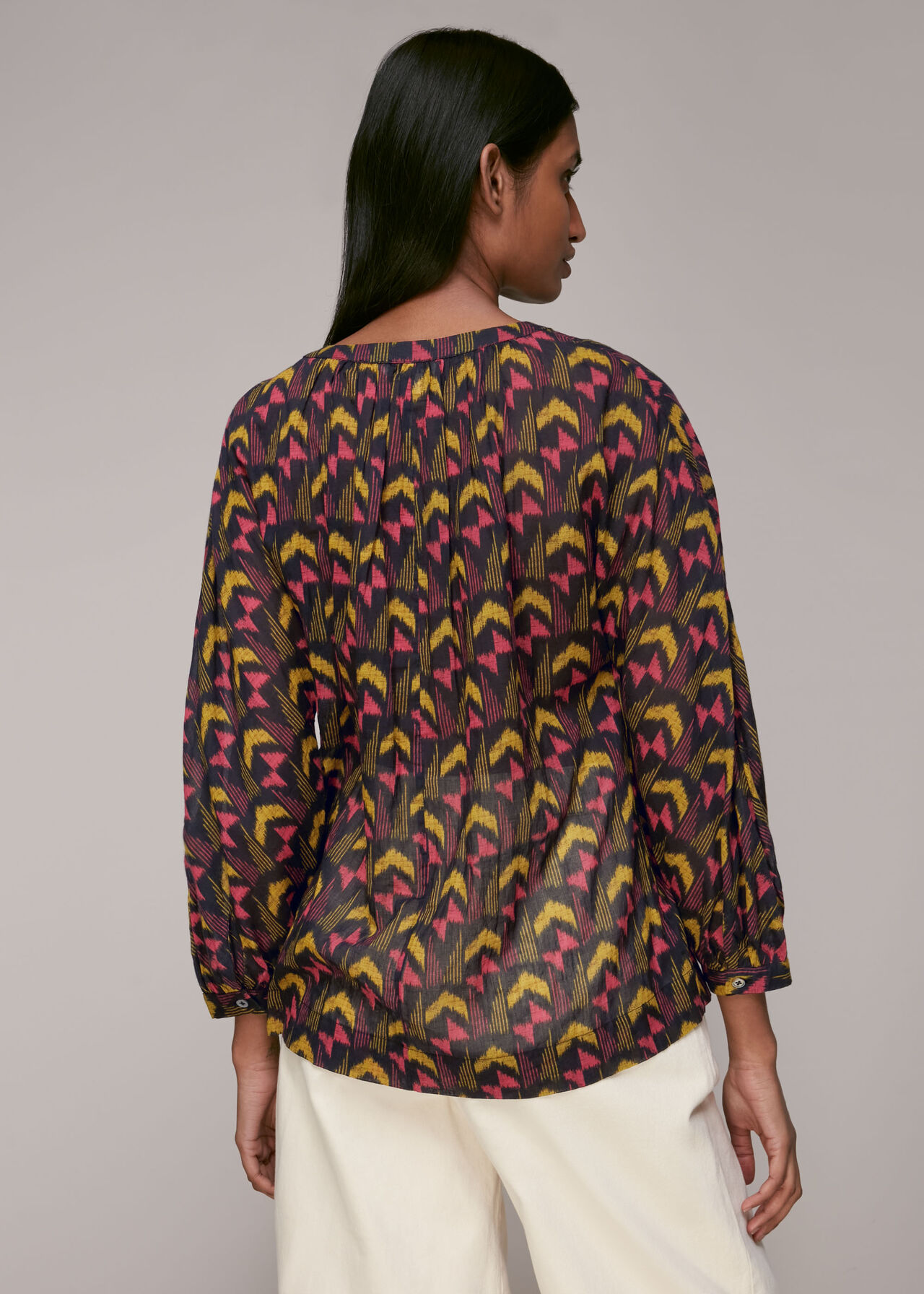 Geometric Ikat Voile Blouse Multicolour