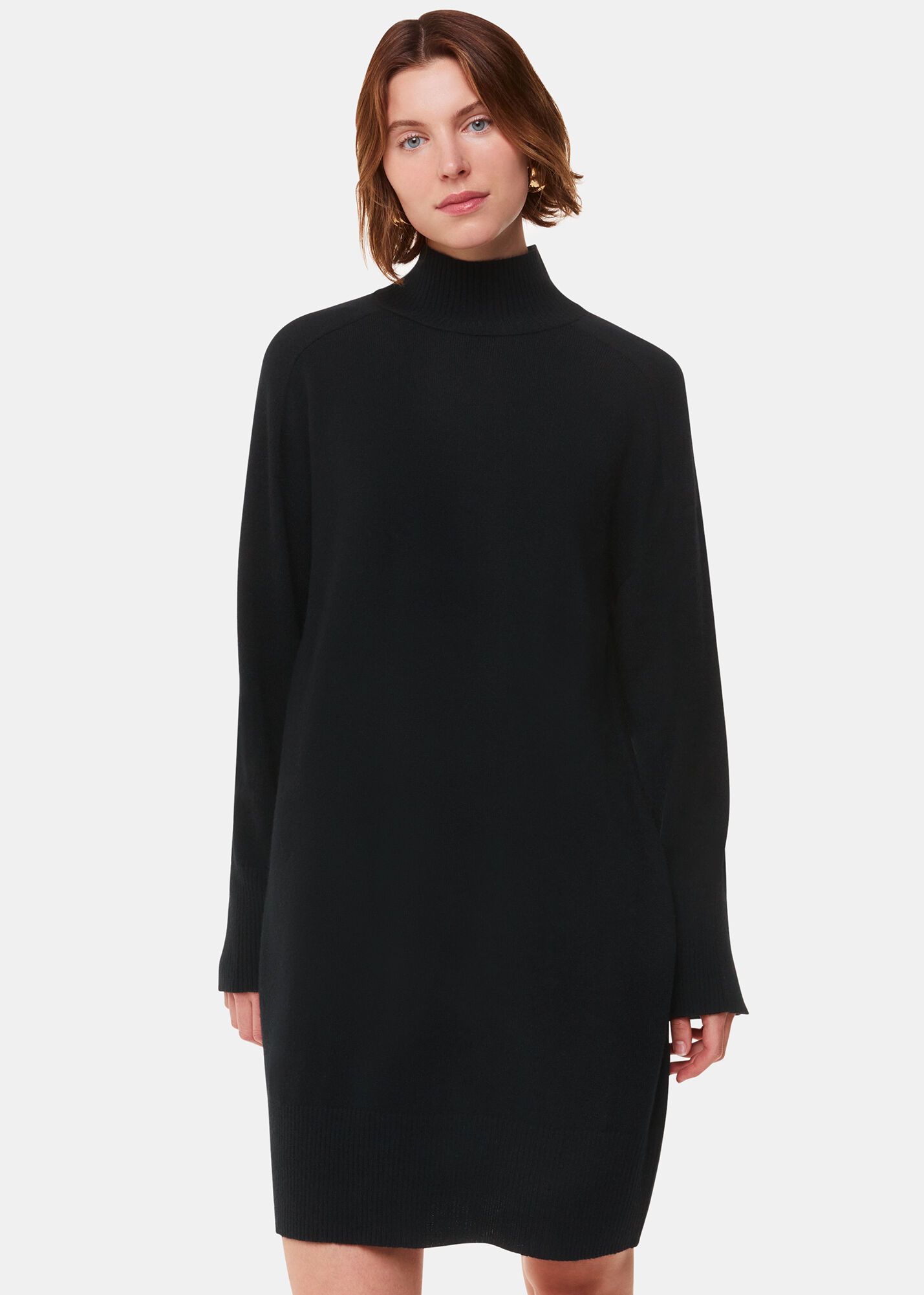 Women's Black Cashmere Mock Neck Sweater Dress | Whistles US |