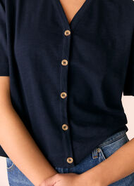 Ella V Neck Button Through Tee