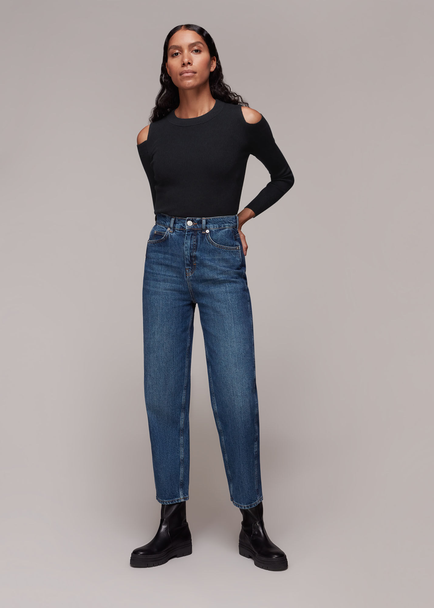 Black Cold Shoulder Knit WHISTLES