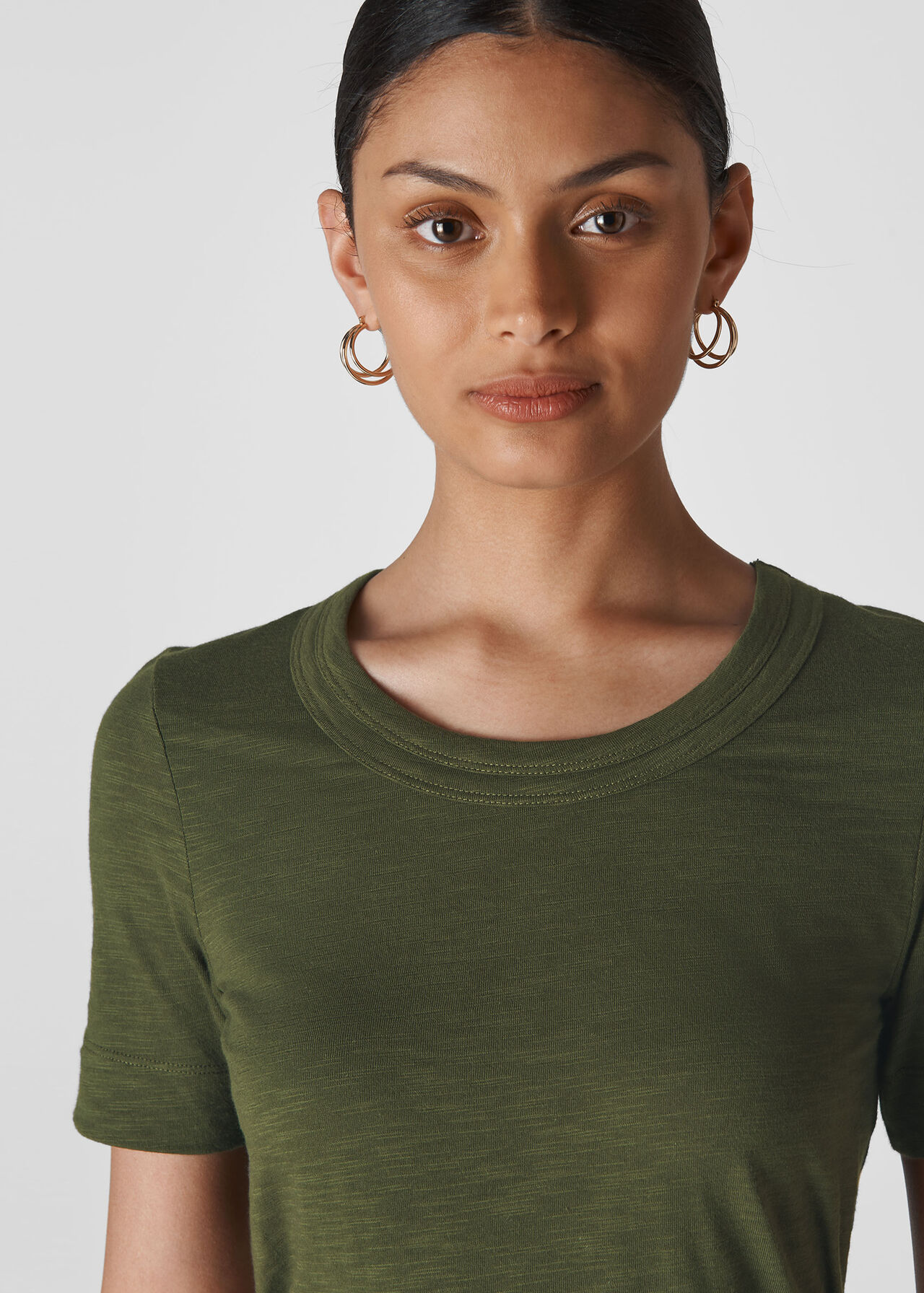 Rosa Double Trim T Shirt Khaki