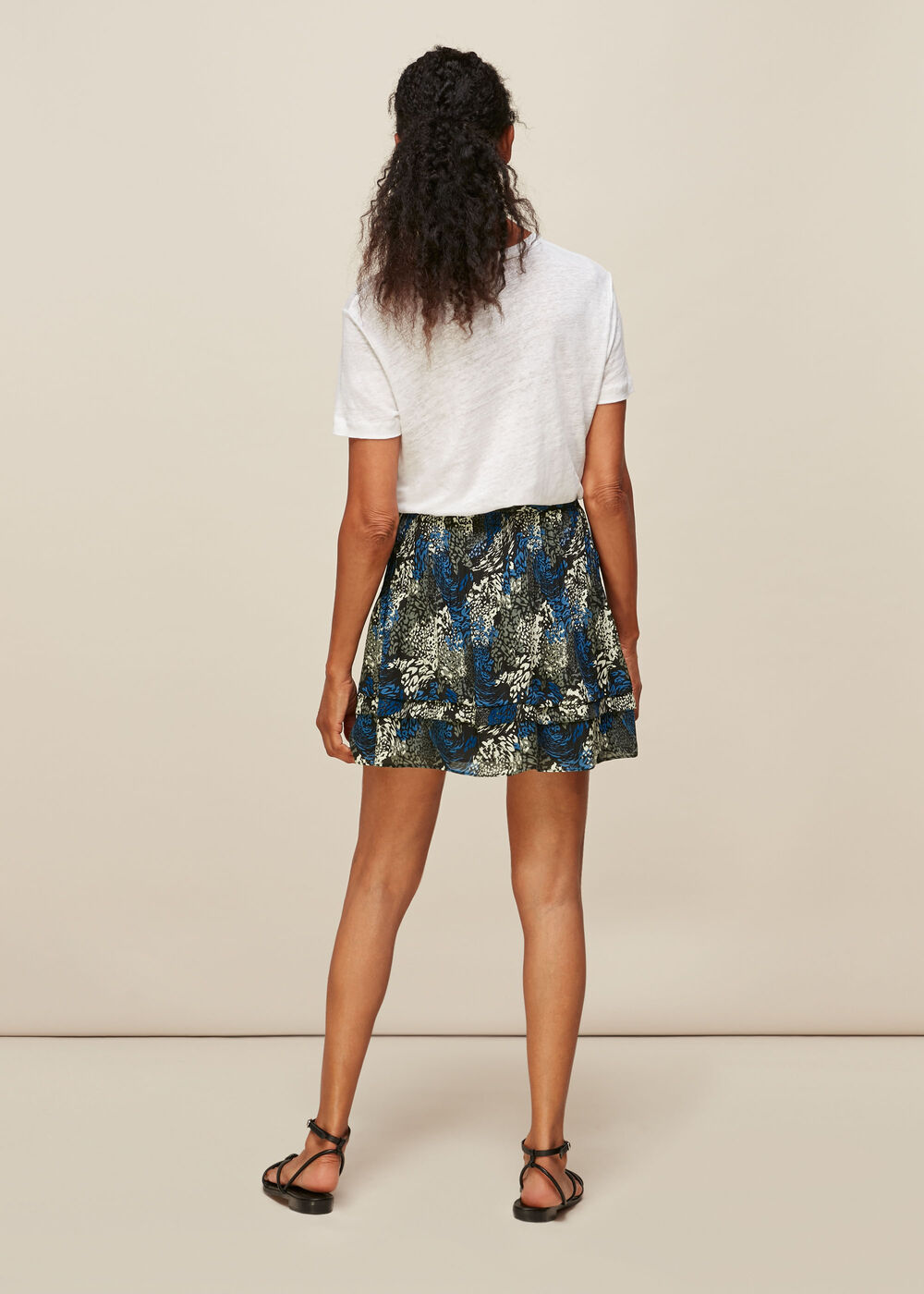 Marble Animal Print Silk Skirt