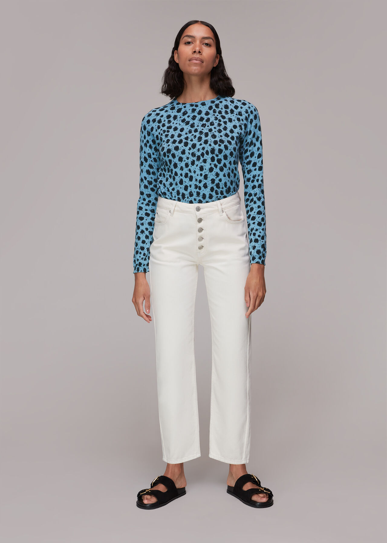 Brushed Dalmatian Crew Knit