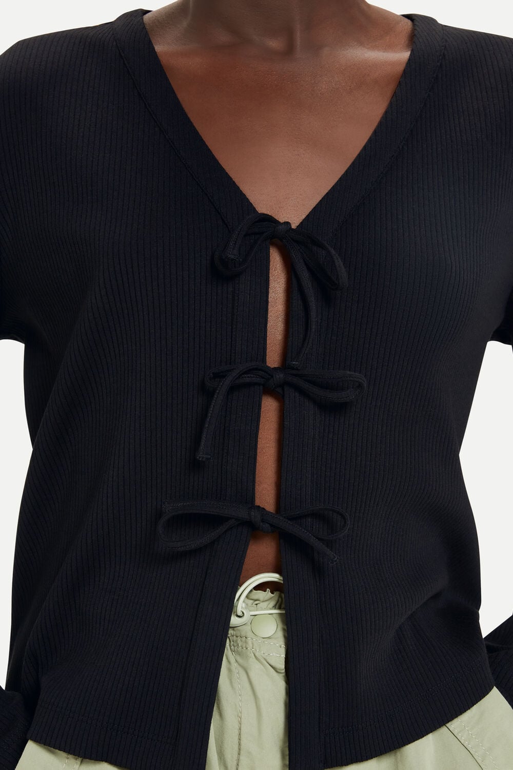 Tie Front Ribbed Cardigan