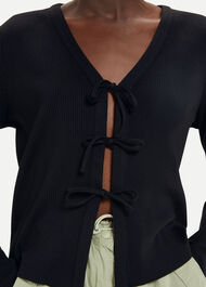 Tie Front Ribbed Cardigan
