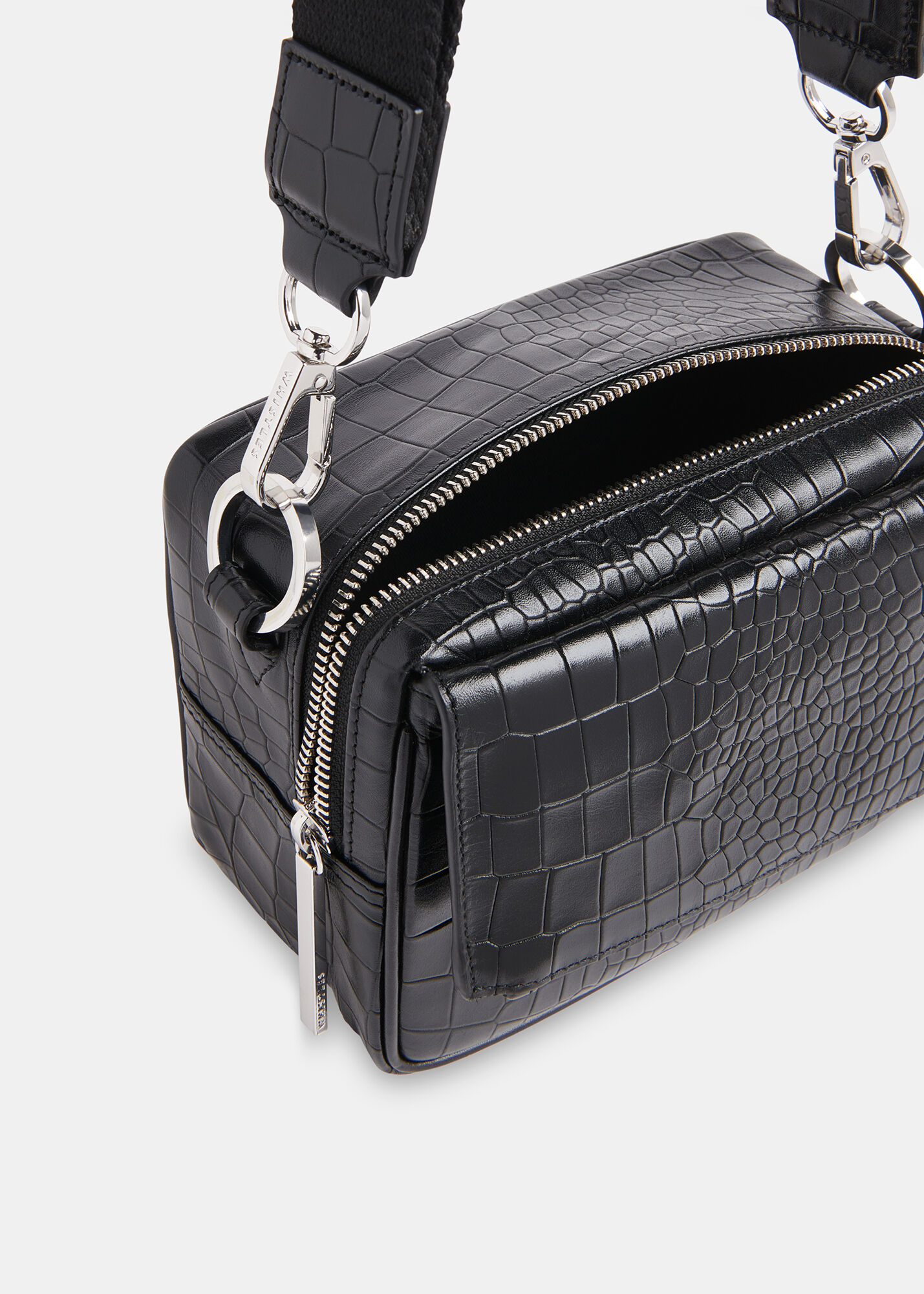 Black Bibi Croc Crossbody Bag | WHISTLES | Whistles US |
