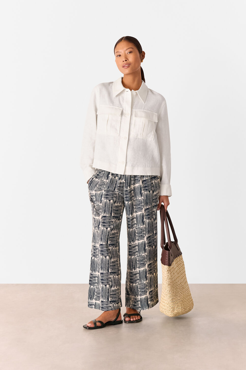 Petite Hatch Squares Cropped Trouser