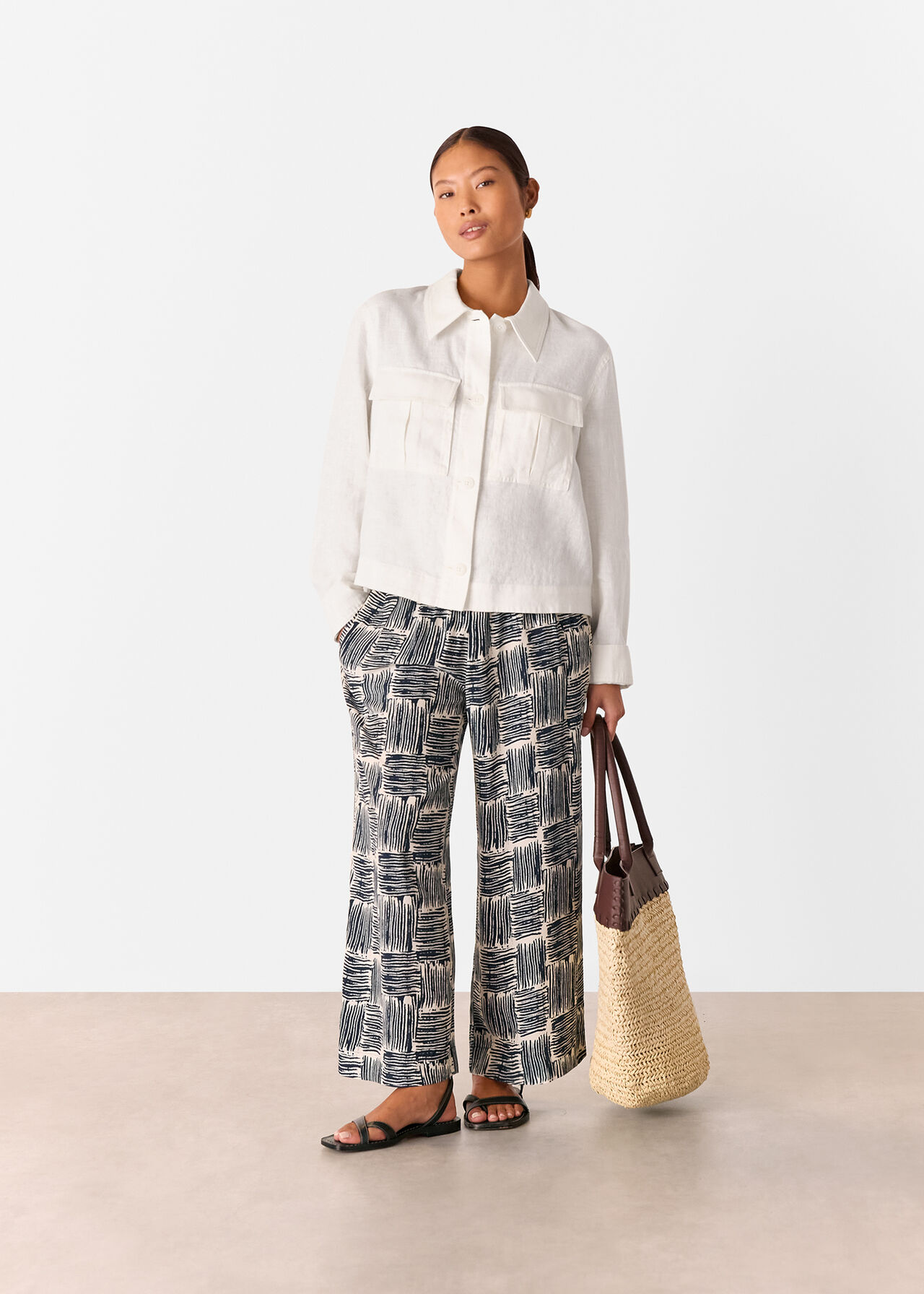 Petite Hatch Squares Cropped Trouser