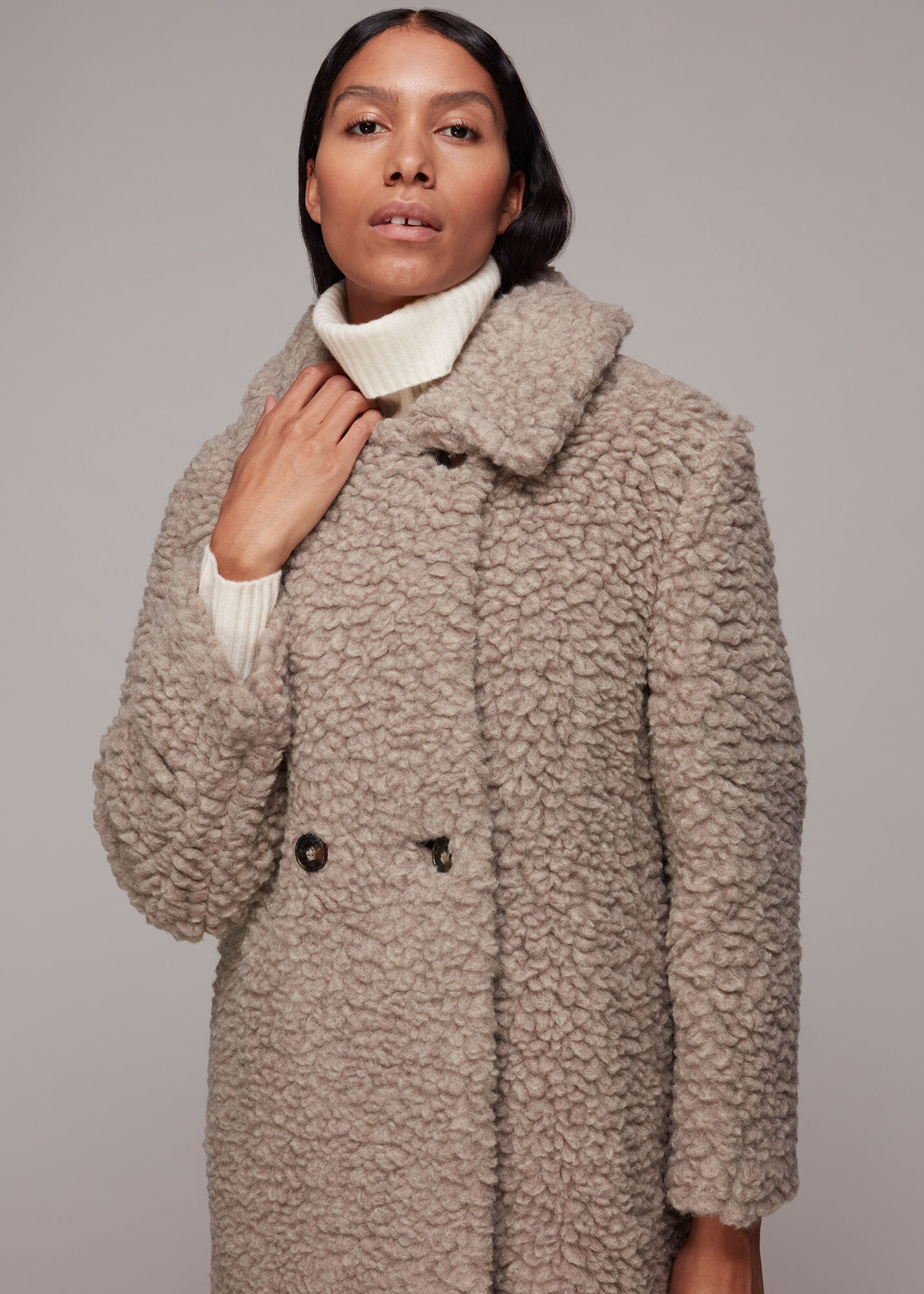 Grey Lottie Teddy Wool Coat WHISTLES