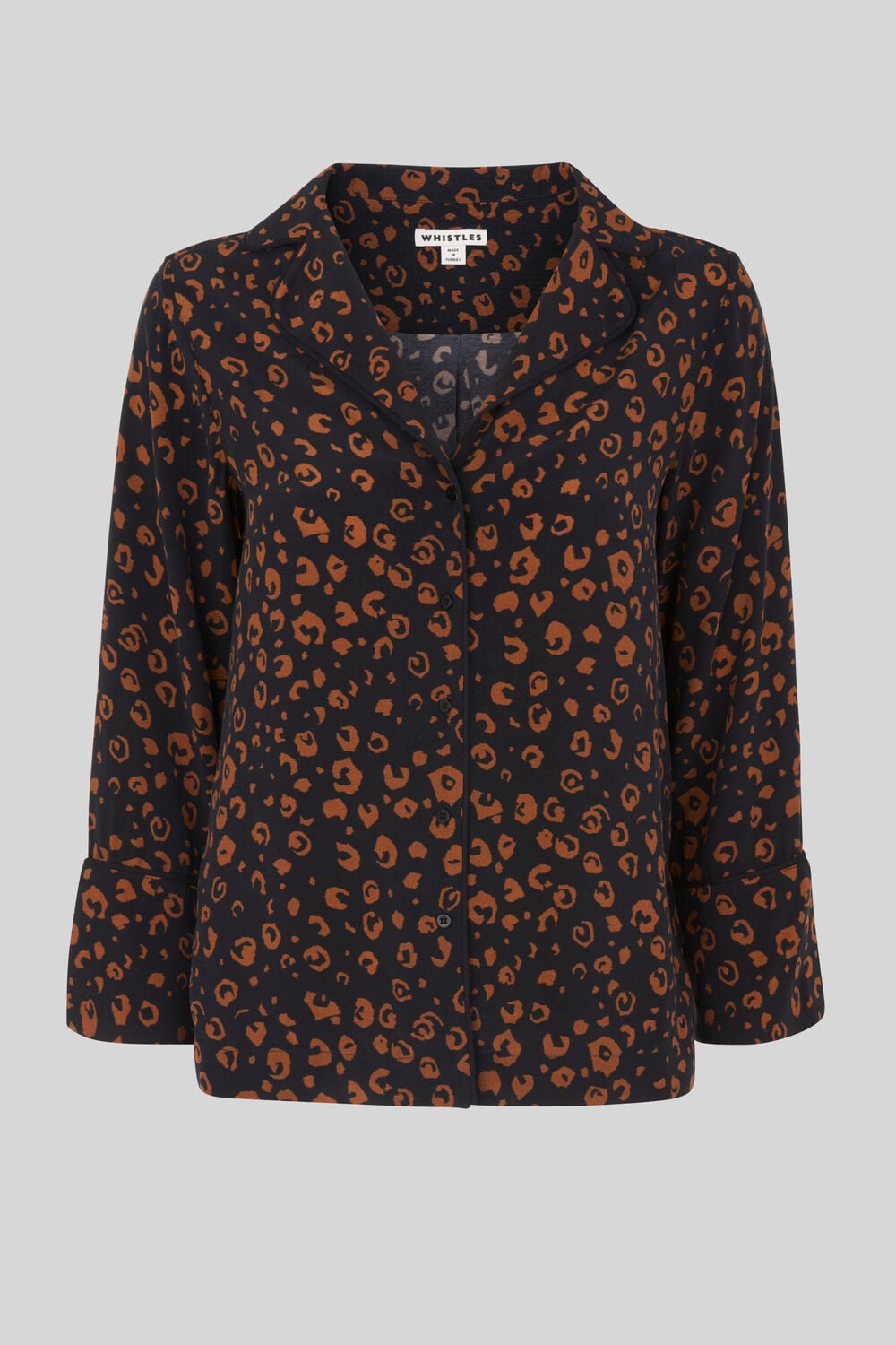 Cheetah Print Pyjama Shirt Black/Multi