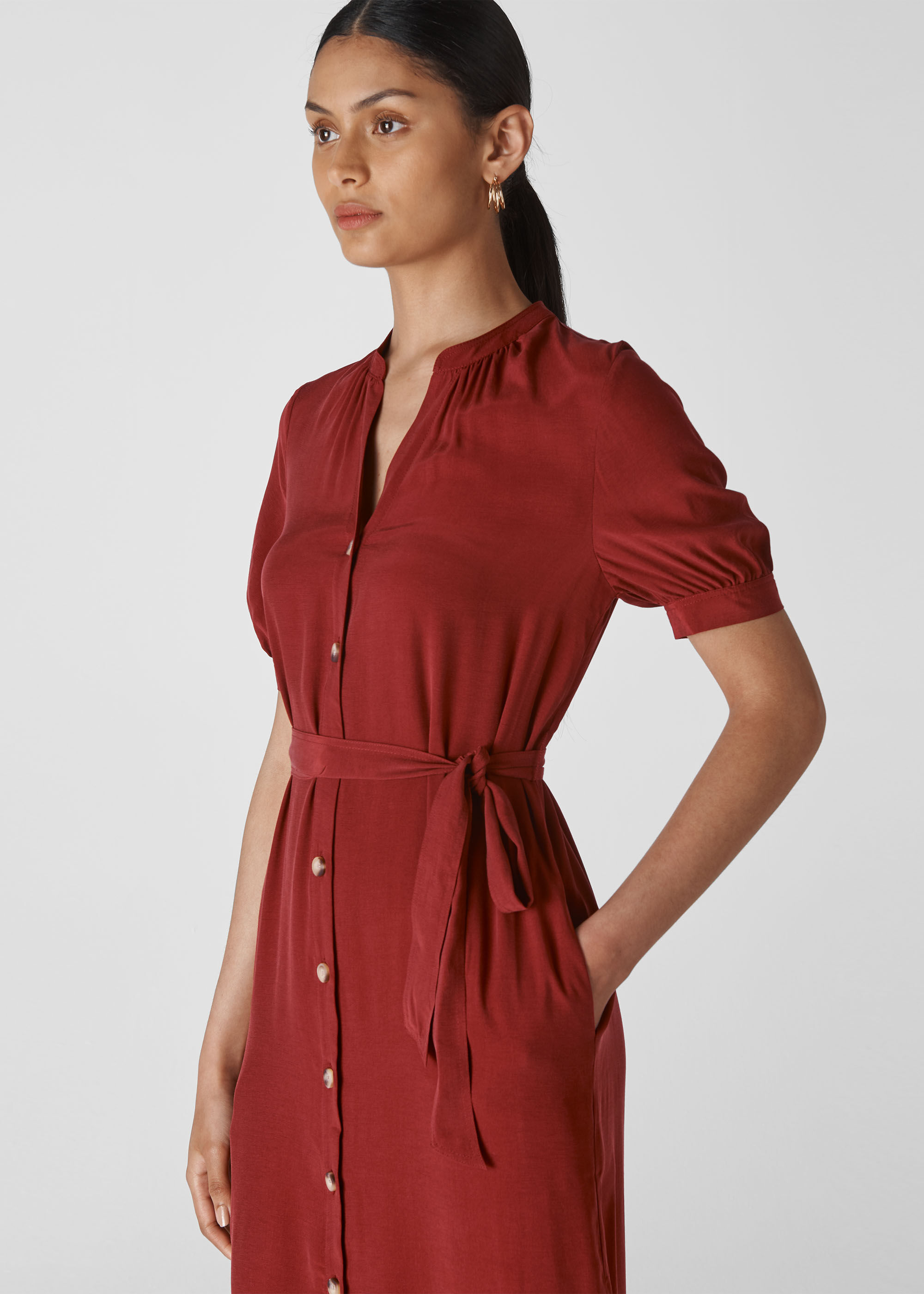 Maroon shirt shop dress
