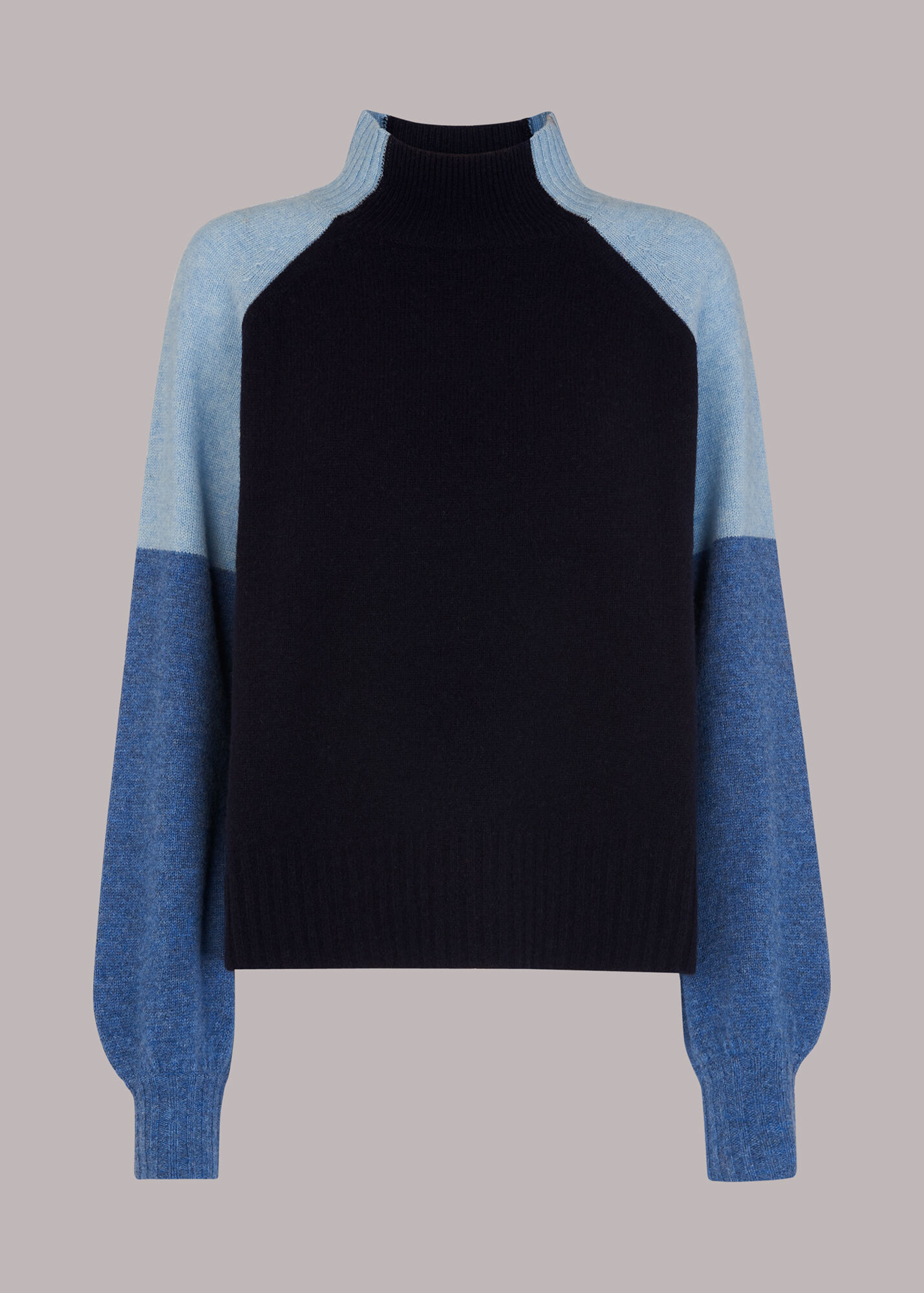 Blue Colour Block Merino Jumper WHISTLES