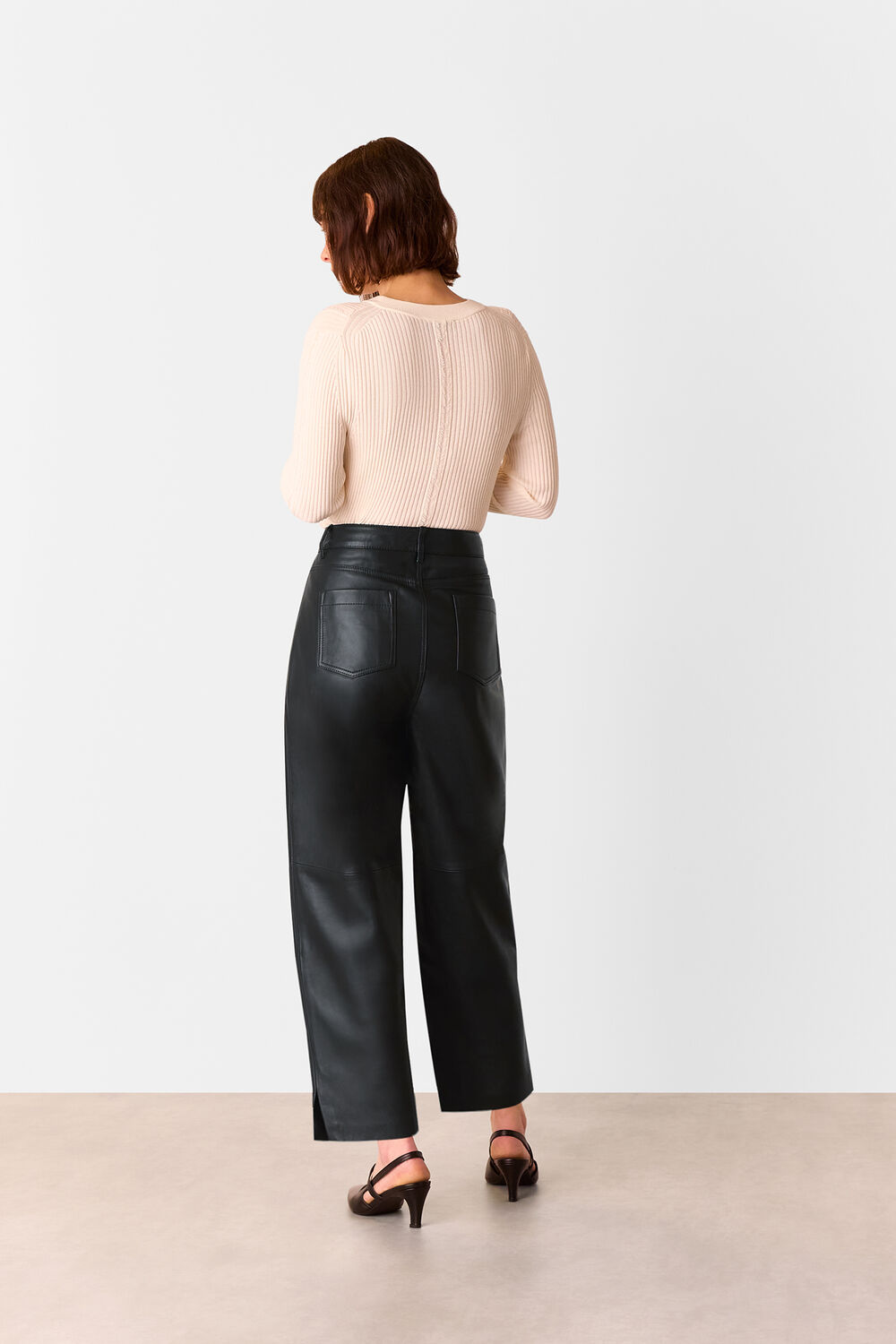 Leather Barrel Leg Trouser