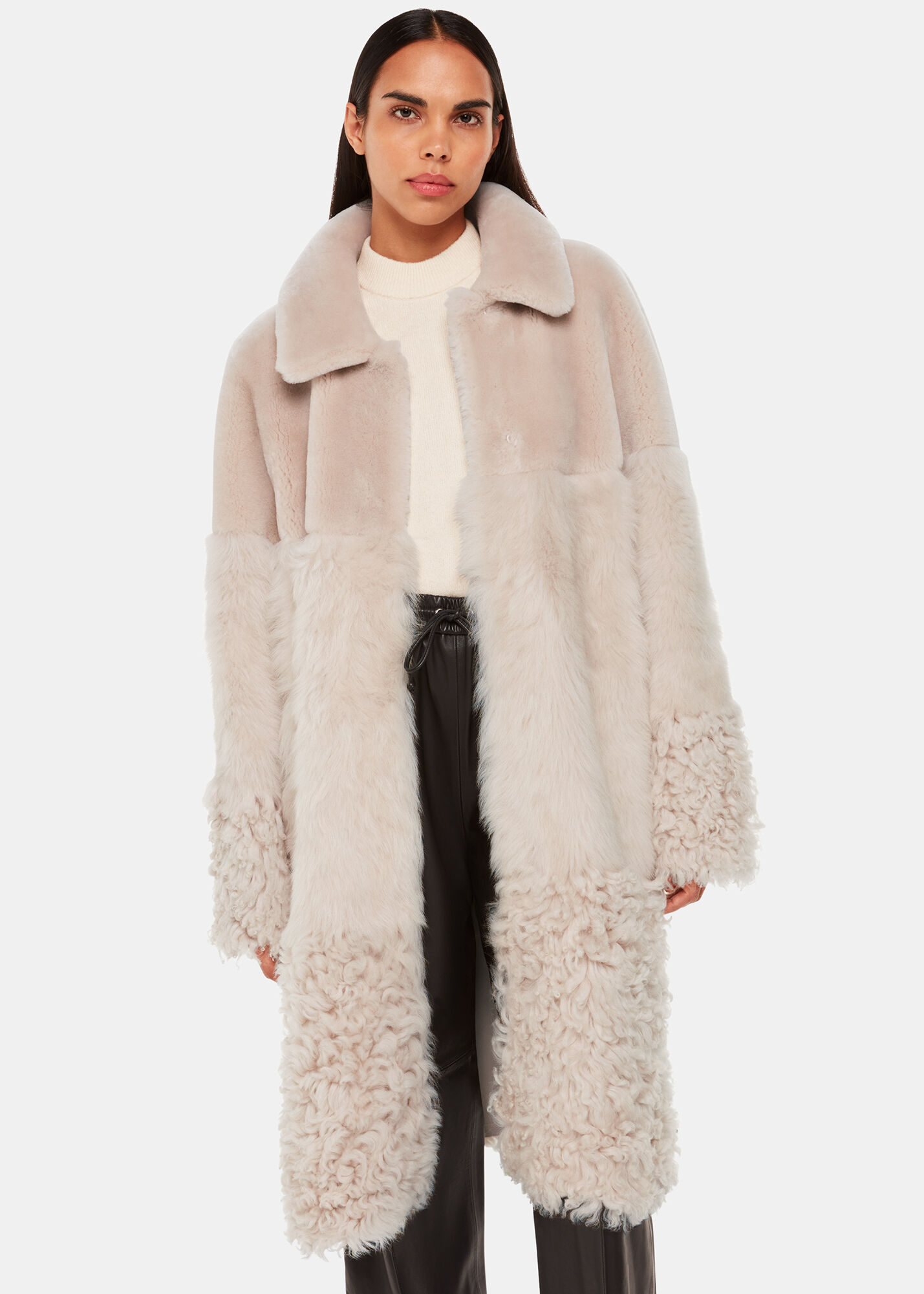 Longline shearling deals coat